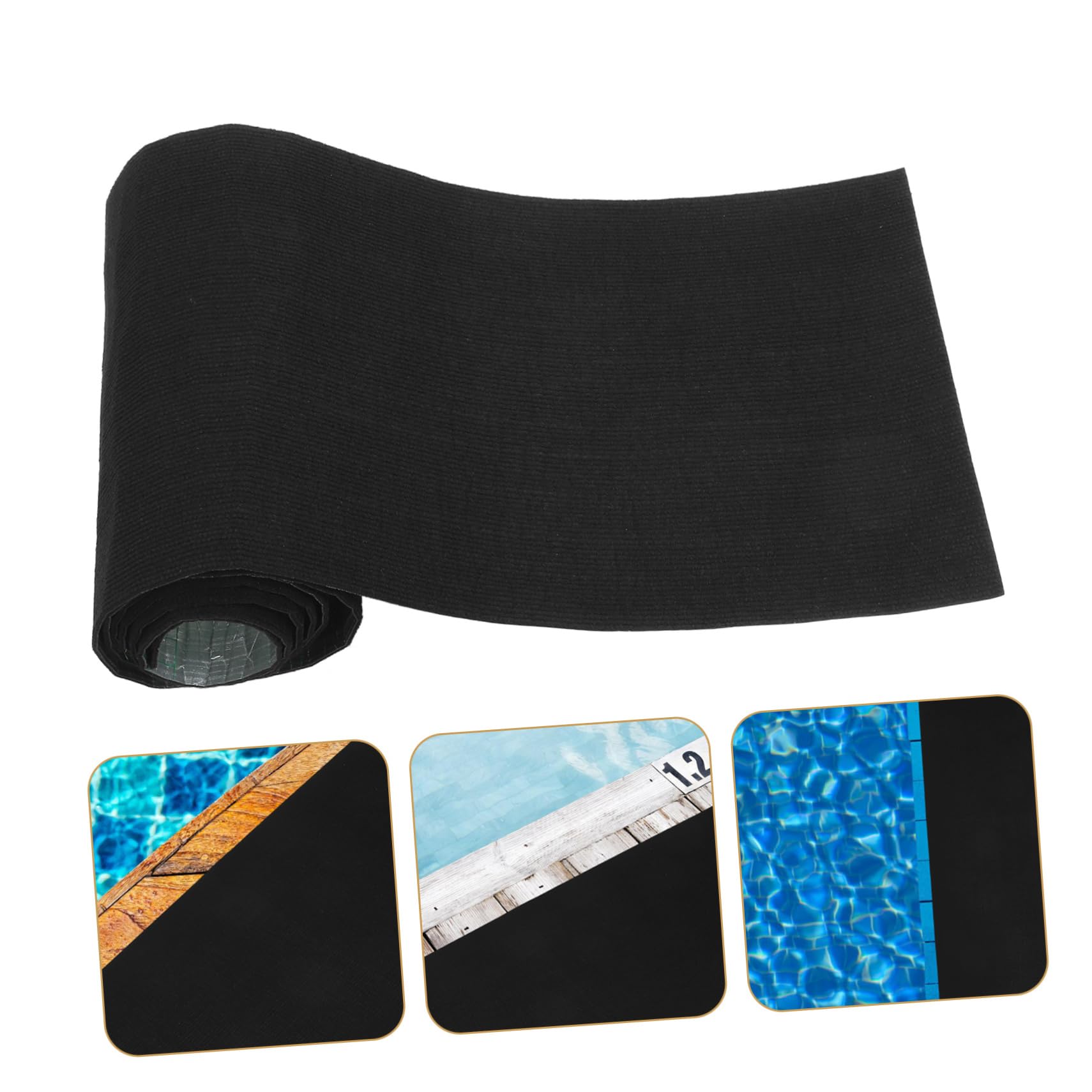 Tapis de Passage Auto-adhésif pour Piscine Hors-Sol Noir | Fibre de Polypropylène, Compatible Divers Revêtements, pour Zone Piscine et Sol de Spa