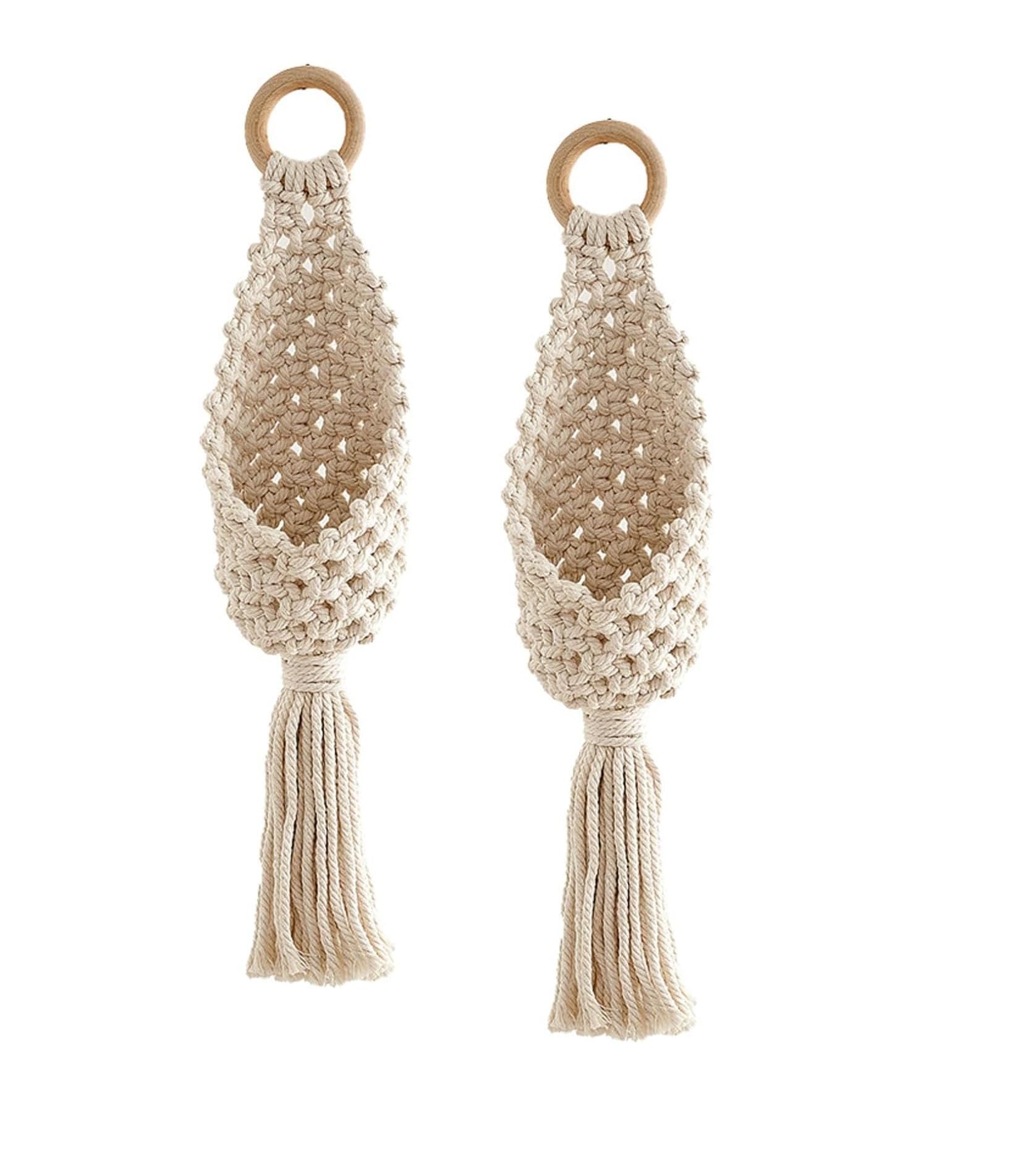 BLUE BEADS Macrame Cotton Boho Plant Hanger Rope Flower Pot Holder for Indoor Outdoor Balcony Gardening (Set of 2) (Off White) (B0CWCTWGM9) Amazon Price History, Amazon Price Tracker