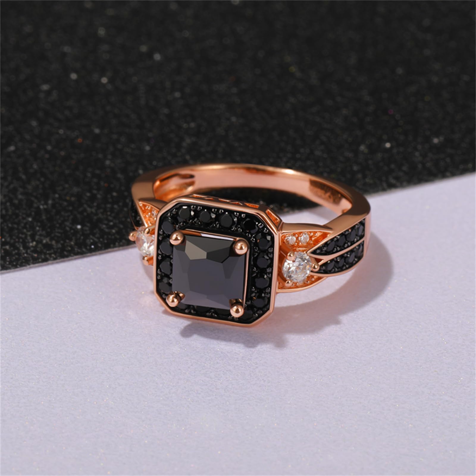 Jeulia Ring aus 925er Sterlingsilber Halo Prinzessin Schliff Valentinstag Versprechen Jubiläumsringe für Frauen und Mädchen mit Schmuckschatulle
