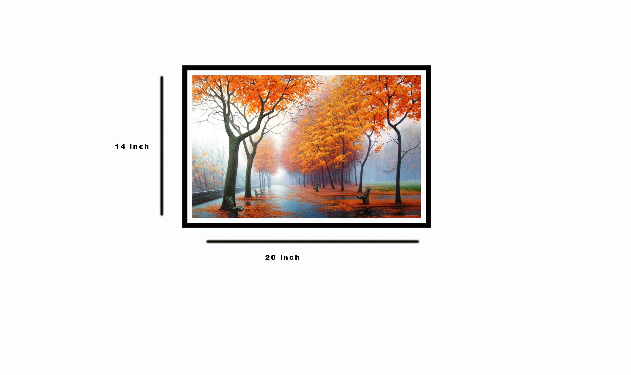 SHAANVI Autumn Forest Wall Art, Misty Park Scene Photography Print