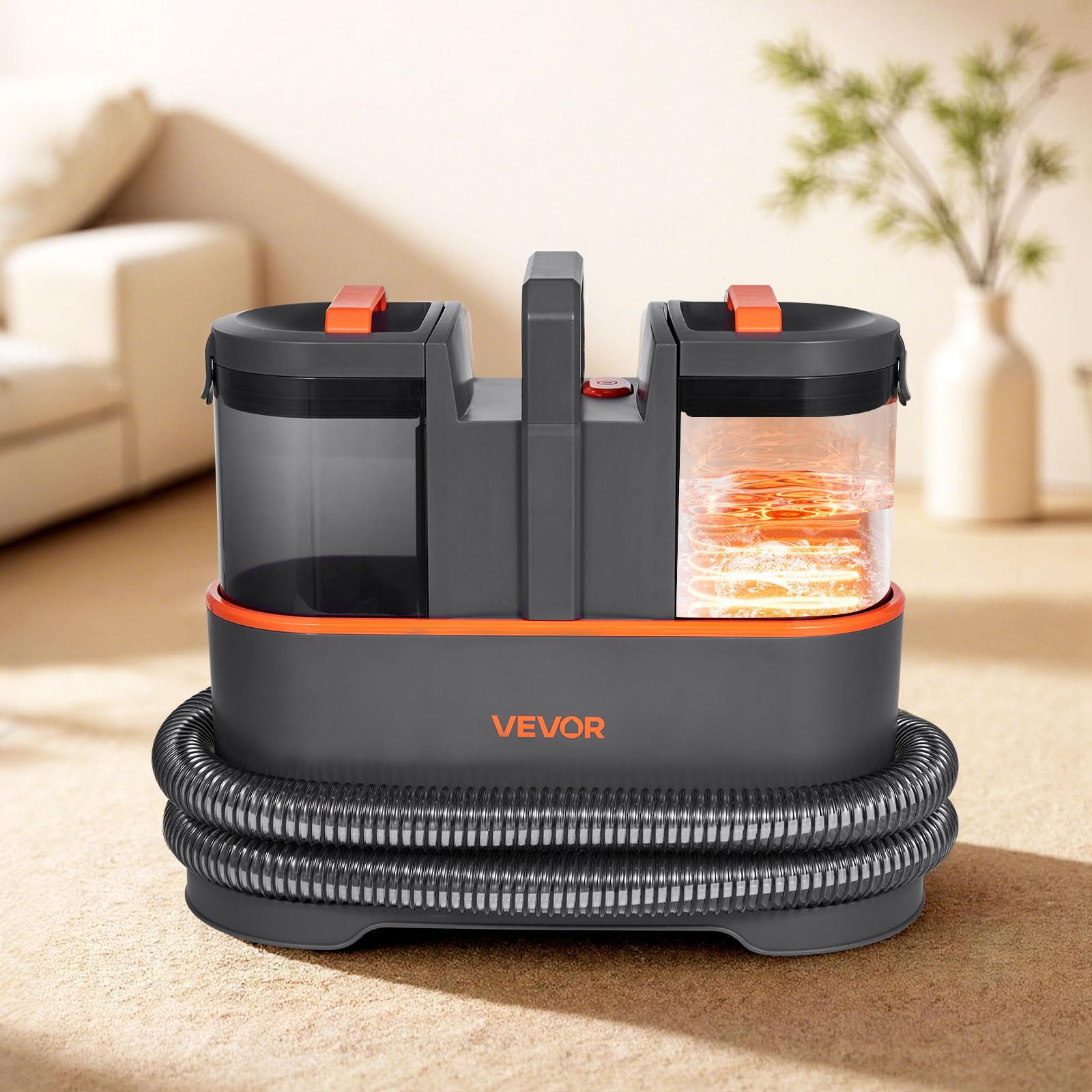 VEVOR Máquina de Limpieza de Alfombras, con Tanque de Agua Limpia de 1,5 L y Tanque de Agua Sucia de 0,8 L, Limpiador Portátil Profundo de Manchas de Mano de 11,5 kPa para Alfombras, Sofás y Coches