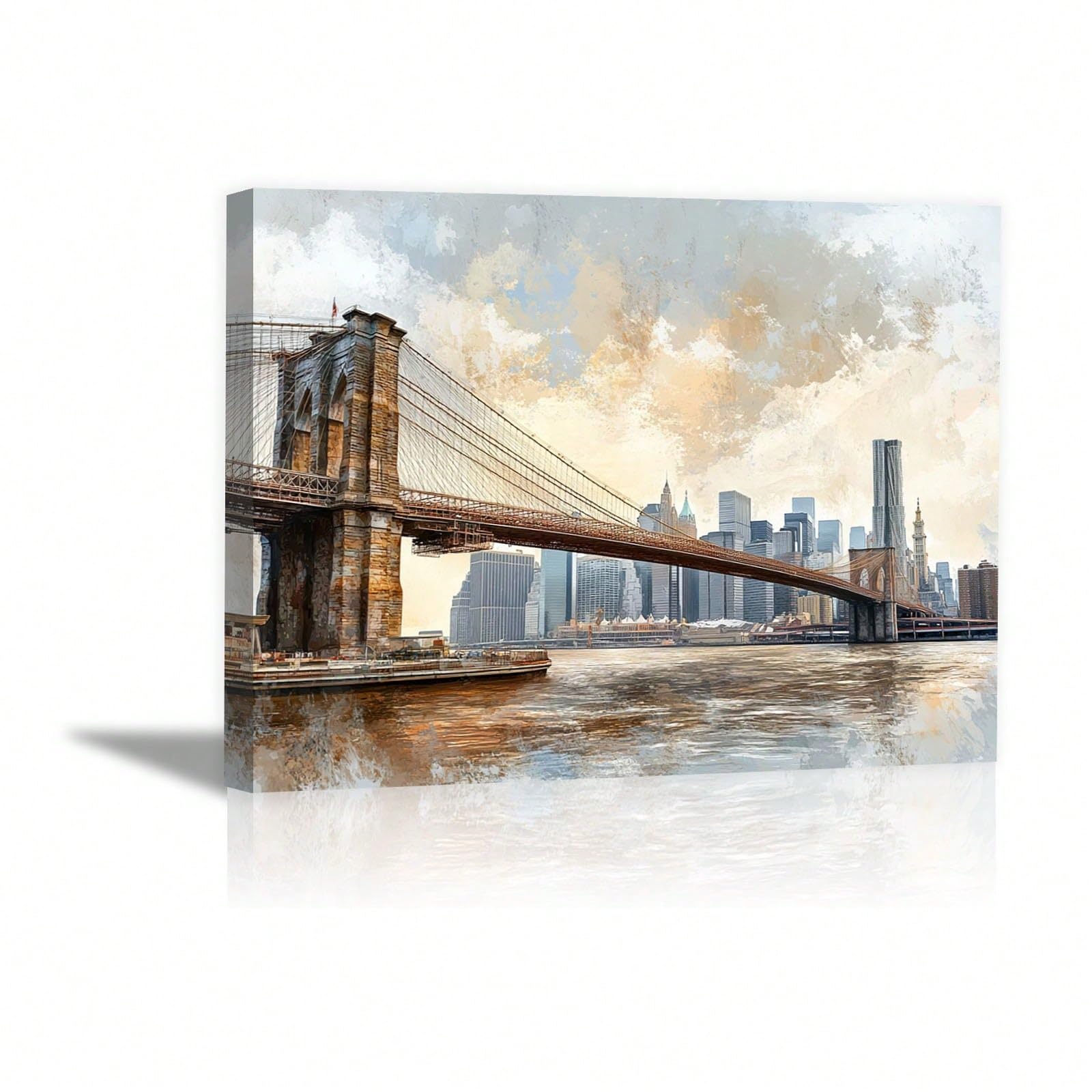 AIHNBF Brooklyn Bridge NYC Canvas Wall Art - Iconic Cityscape Landscape Print for Living Room & Office Decor, Canvas 80 x 120 cm