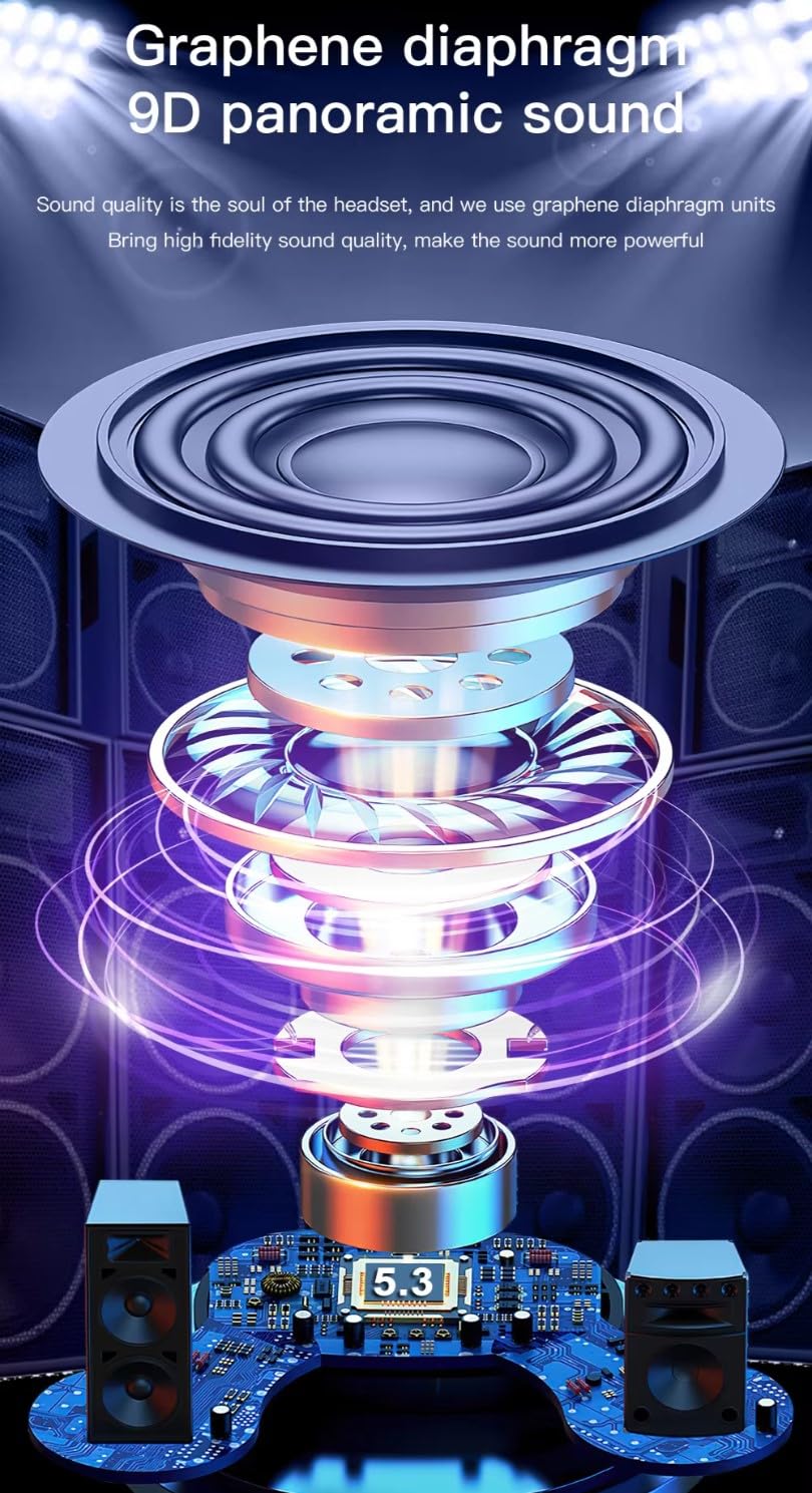 Diagram illustrating the internal structure of the COREGENIX Q60 earbud, highlighting the graphene diaphragm for 9D panoramic sound.