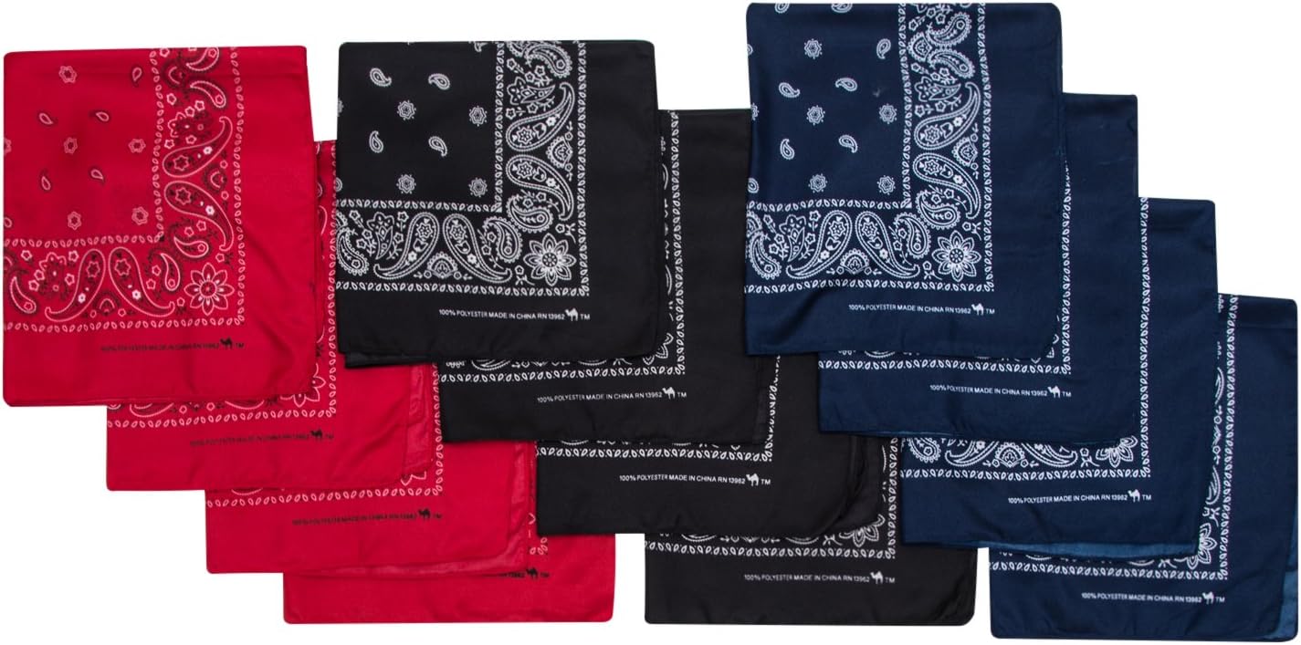 Camel BrandBandana 12 Pack 21x21 100% Polyester