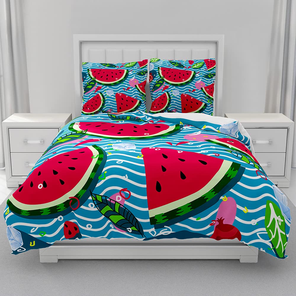 Parure de lit pastèque 220x240 microfibre housse de couette feuilles