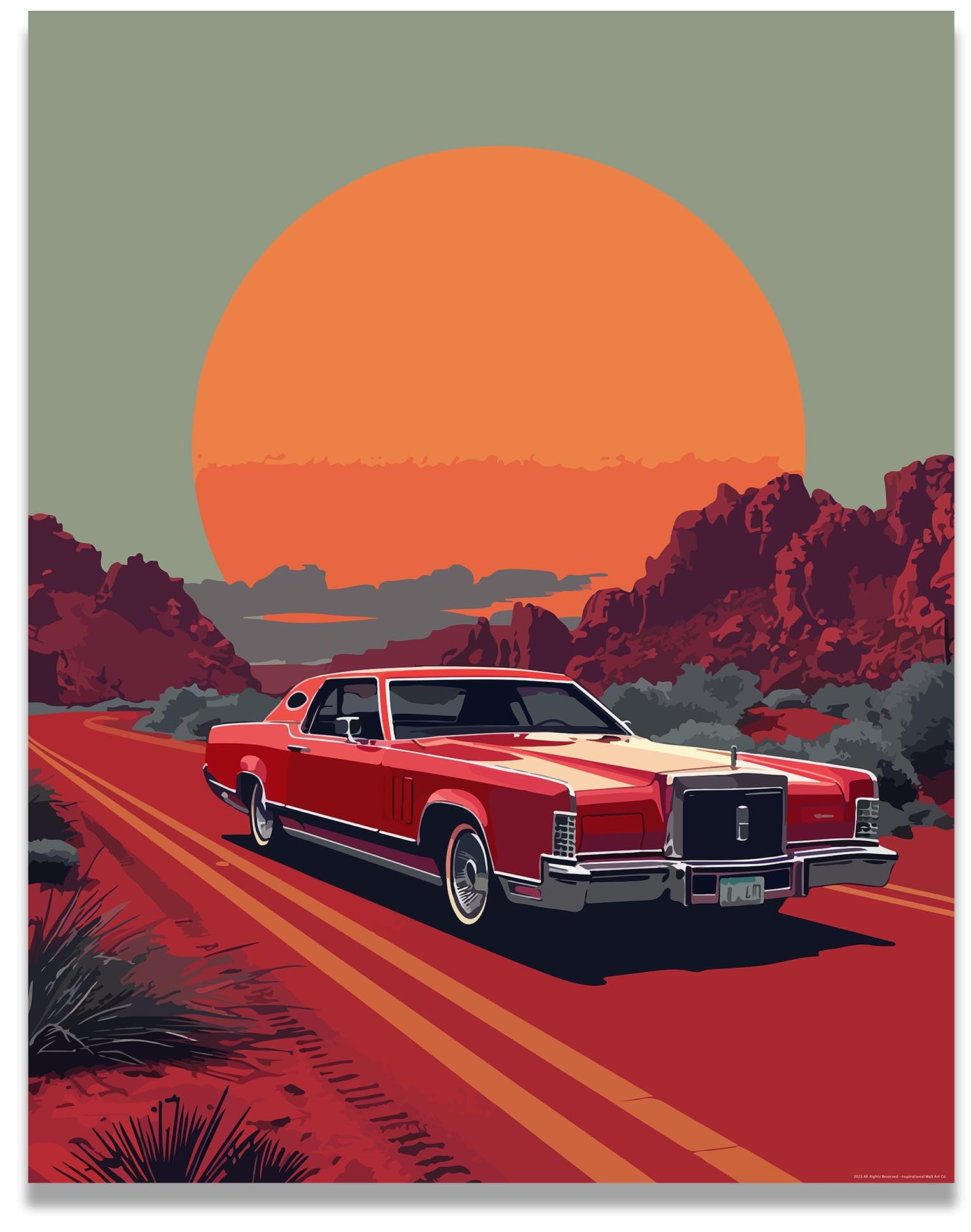 Inspirational Wall Art Co. - Compact | 1970 Continental Poster - Car Posters for Boys Room - Car Wall Decor - Car Room Decor - Car Posters for Men | 11x14 Inches Unframed