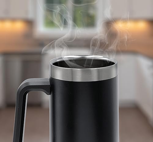 Miniatura 7 de Vaso aislado de acero inoxidable XL con asa (24 onzas) para bebidas calientes y frías, idea de regalo para Navidad, cumpleaños, día del padre, papá