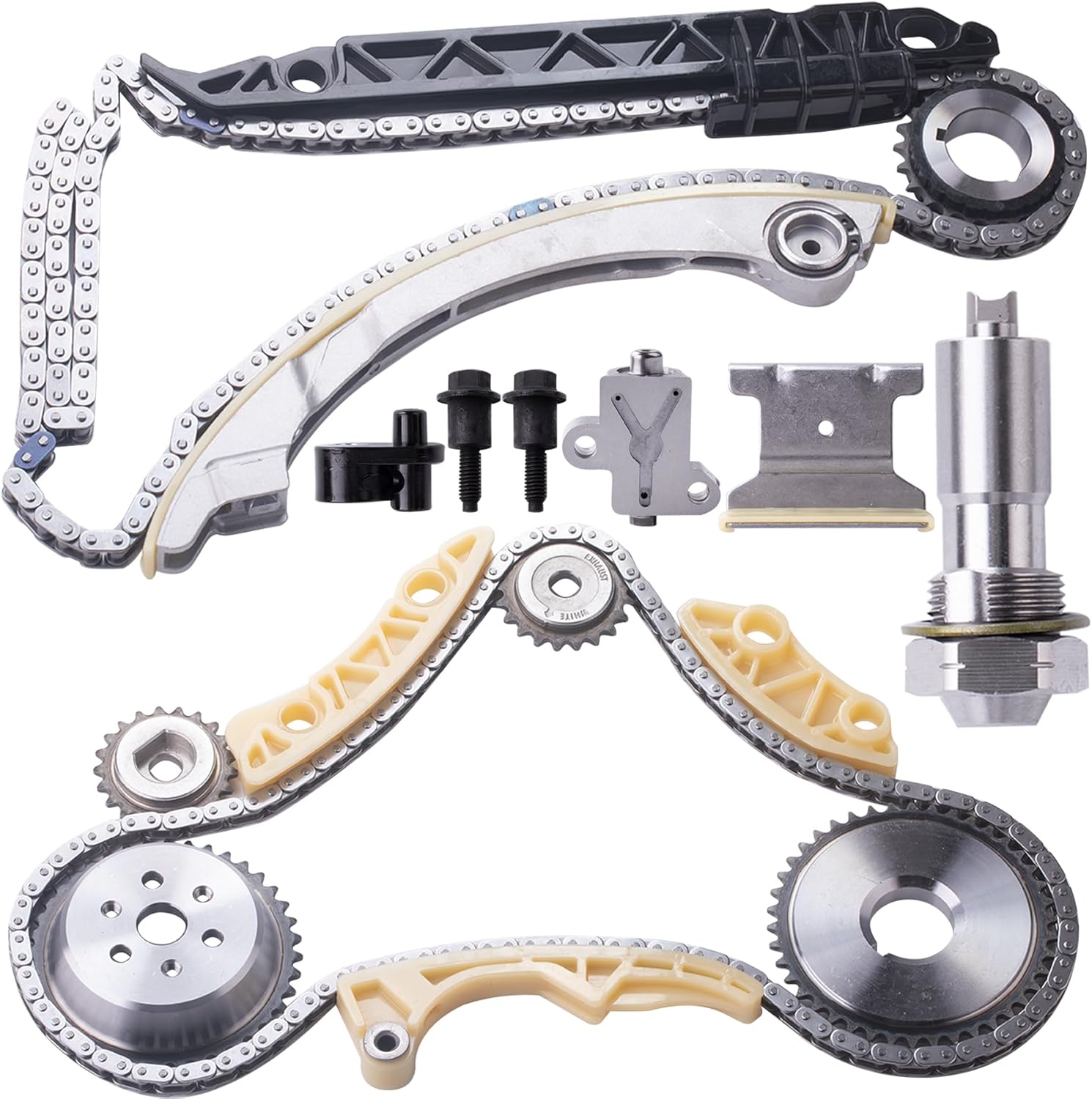 94201S Timing Chain Kit w/Tensioner, Guide Rail, Sprockets,Compatible with Chevy Malibu Captiva Equinox Buick LaCrosse Regal Verano L4 2.0L 2.2L 2.4L