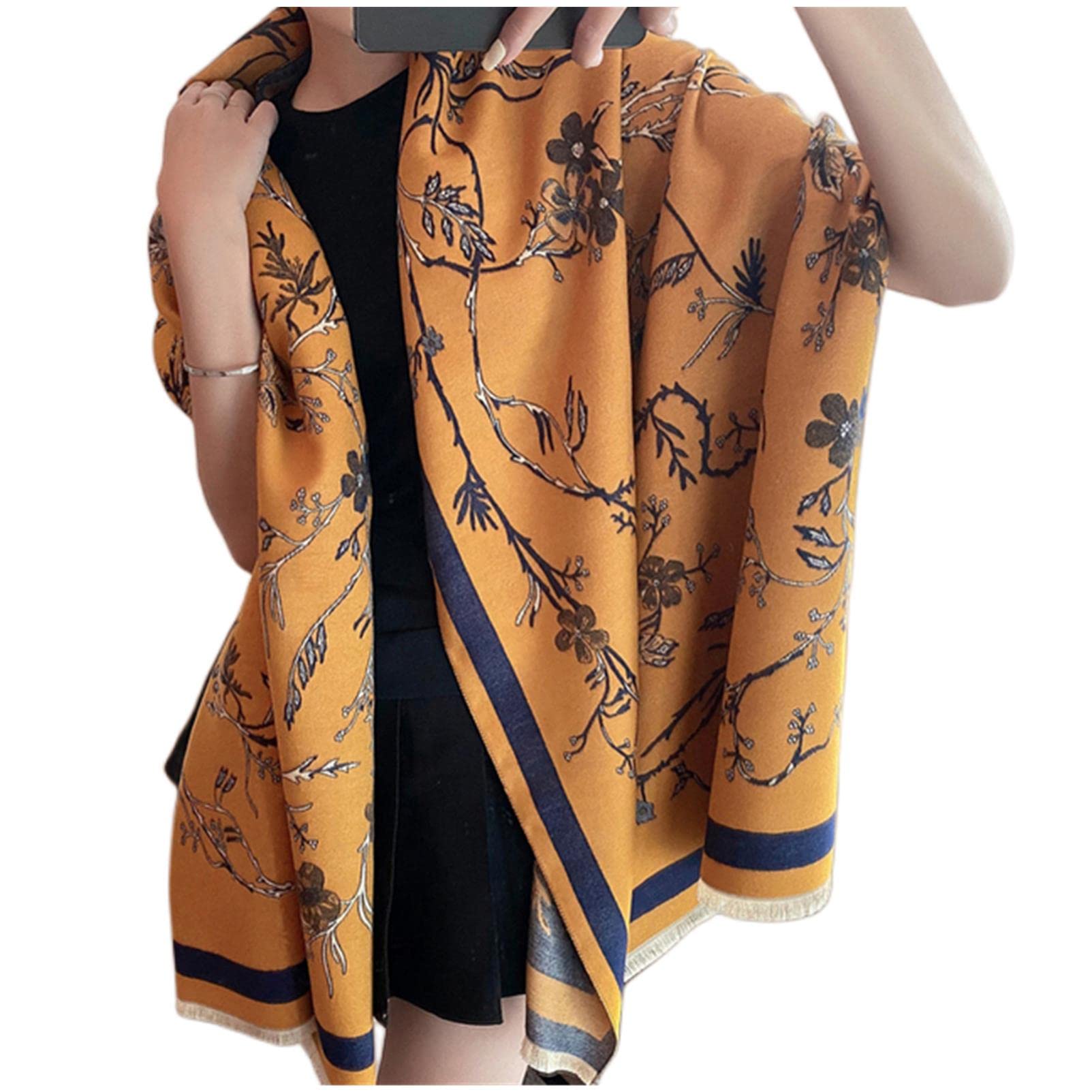 URYYRIT Foulard Écharpe Cachemire Chaude Dames Imprimer Un Châle De Couverture Hivernale Épaisse Et Envelopper Pashmina 180 * 65 Cm Femmes-Wyt150-1