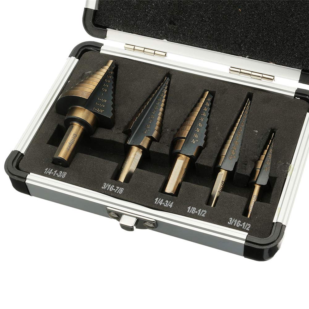 CEFEPH 5-Piece HSS Step Drill Set including Aluminium Housing - Image 2