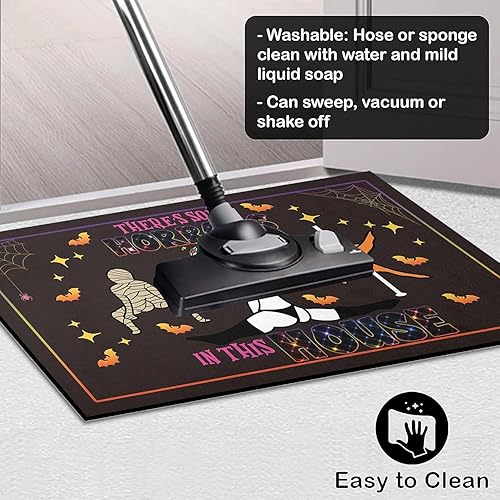 Miniatura 5 de Tapete con texto en inglés "There's Some Horrors in This House", divertido tapete para puerta de Halloween, divertido tapete de bienvenida de