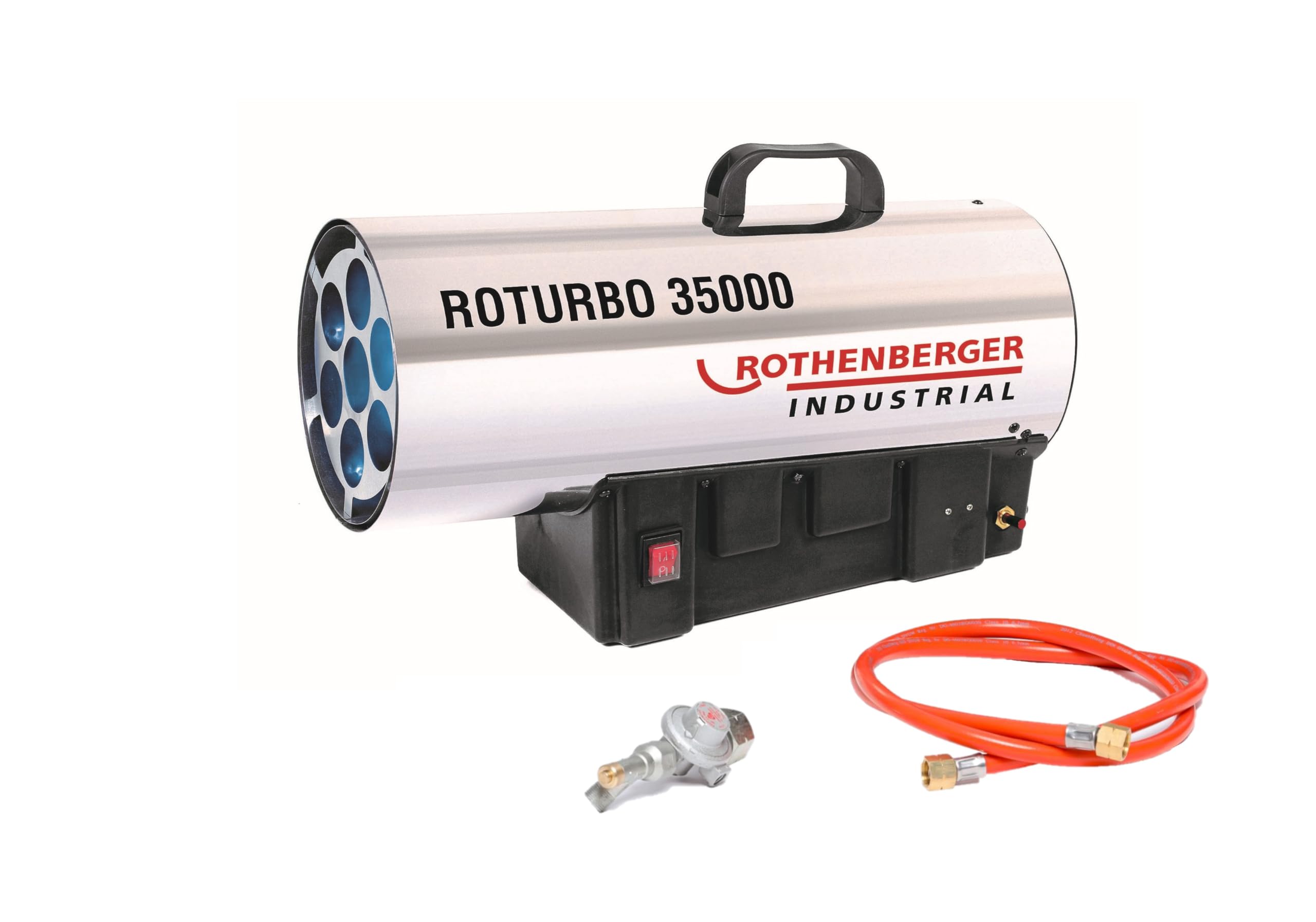 Rothenberger Industrial RoTurbo 35000 Gas-Heizkanone 34,0 kW inkl. Piezo-Zündung, Schlauch & Schlauchbruchsicherung