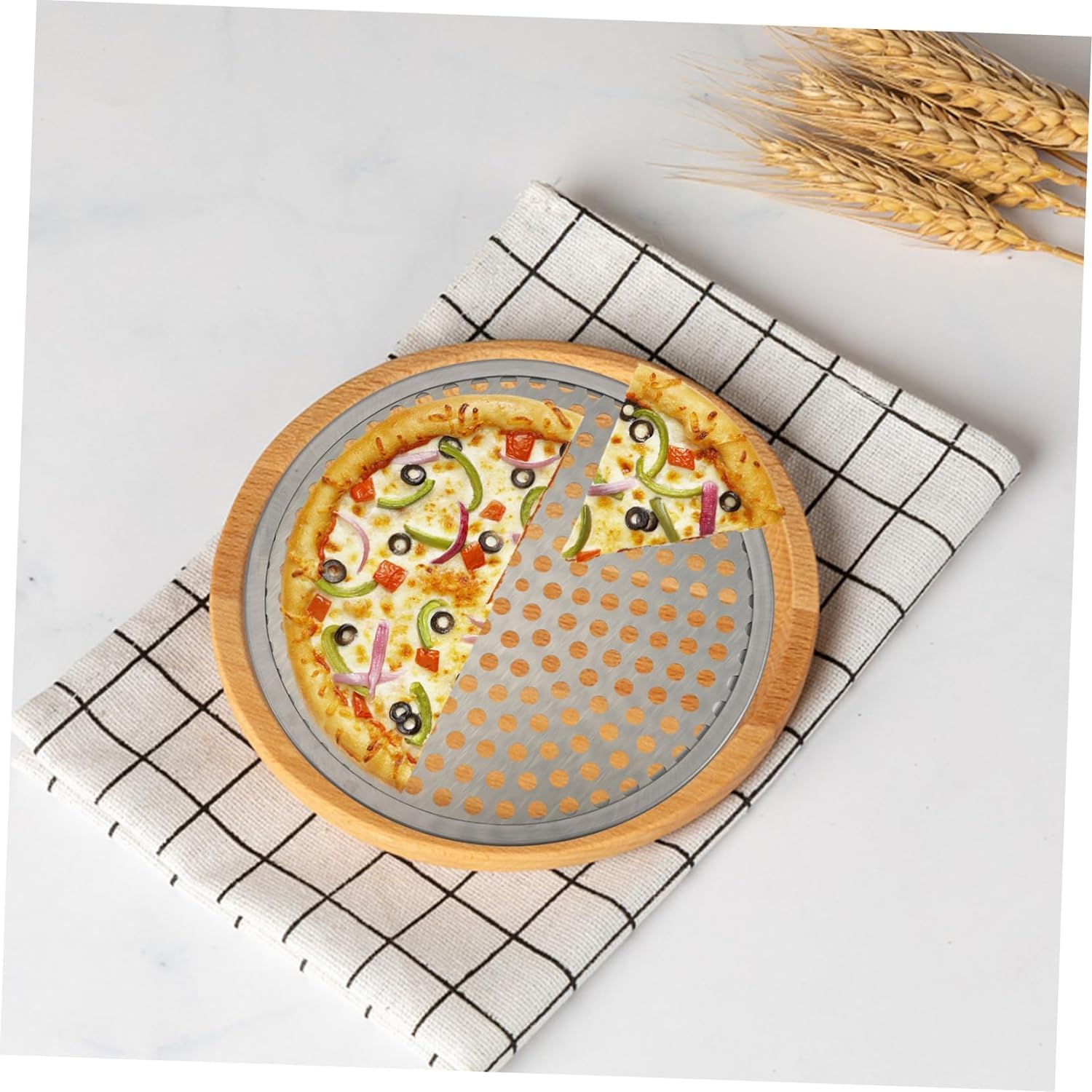 Plateau de cuisson rond pour pizza avec trous, plaque de cuisson antiadhésive, distribution uniforme de la chaleur, plaque de cuisson en acier inoxydable, vente flash Azamazon