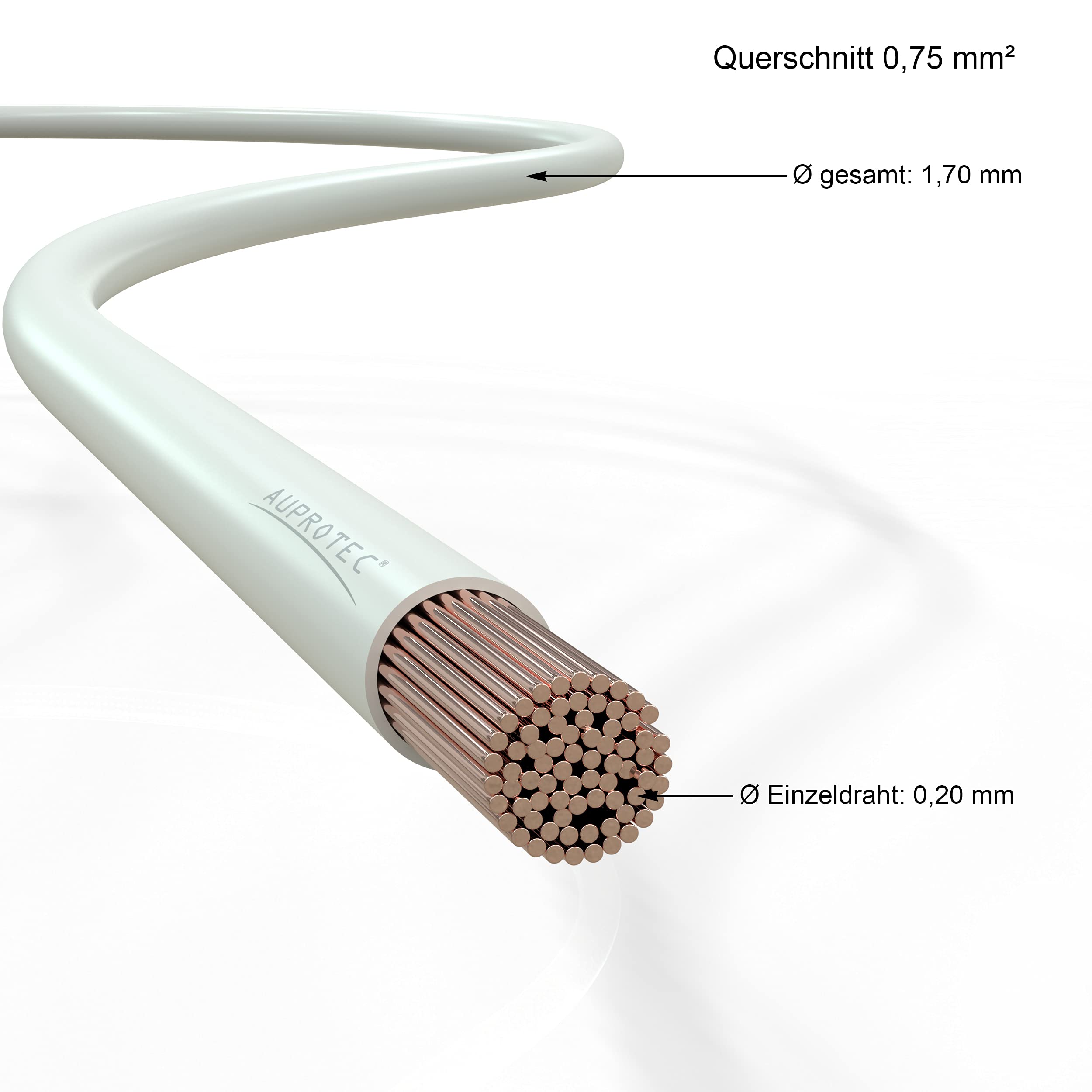 AUPROTEC Cable de vehículo de 0,75 mm², juego de 9 colores de 5 m FLRY-B como anillo