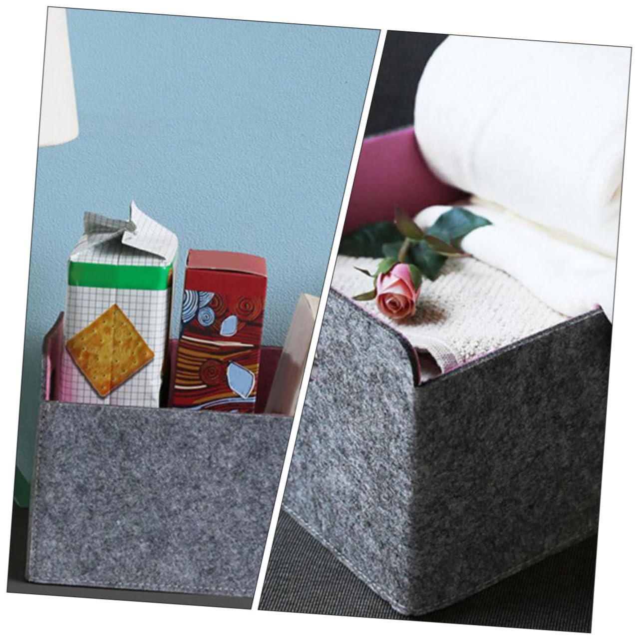 OUNONA Cesta De Almacenamiento De Fieltro Organizador Plegable Para Artículos Del Hogar Cesta Para Almacenaje Dormitorio o Sala De Estar