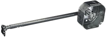 RACO 324 4 in. Octagon Box, Drawn, 1-1/2 in. Deep, Seven 1/2 in. KOs, Raised Ground, and Bar Hanger, Gray
