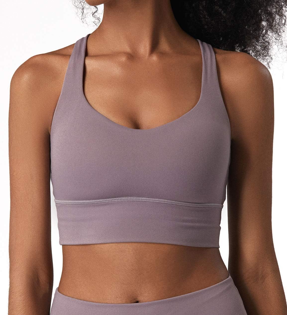 Kimmery Active Crop Tops for Women, Workout Bras Full Support High Impact Cortos Petite Snappy Cami Solstice Pull Over Builtup Bras Dusty Purple Small