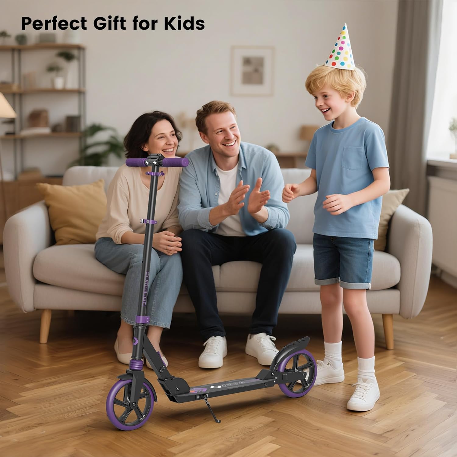 Kick Scooter for Kids 5-12 with Suspension, Teens, Foldable Lightweight Scooter with 8 Inch Wheels, Max Load 240 LBS