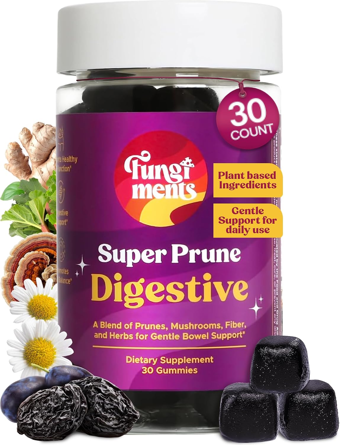 Fungiments Super Prune Mushroom Supplement, 60 Gummies