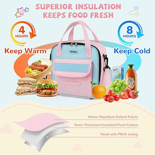 Miniatura 4 de REDSHELL Lonchera táctica para niños, bolsa de almuerzo aislada grande para niñas, lonchera cuadrada para niños, lonchera cuadrada para niños,