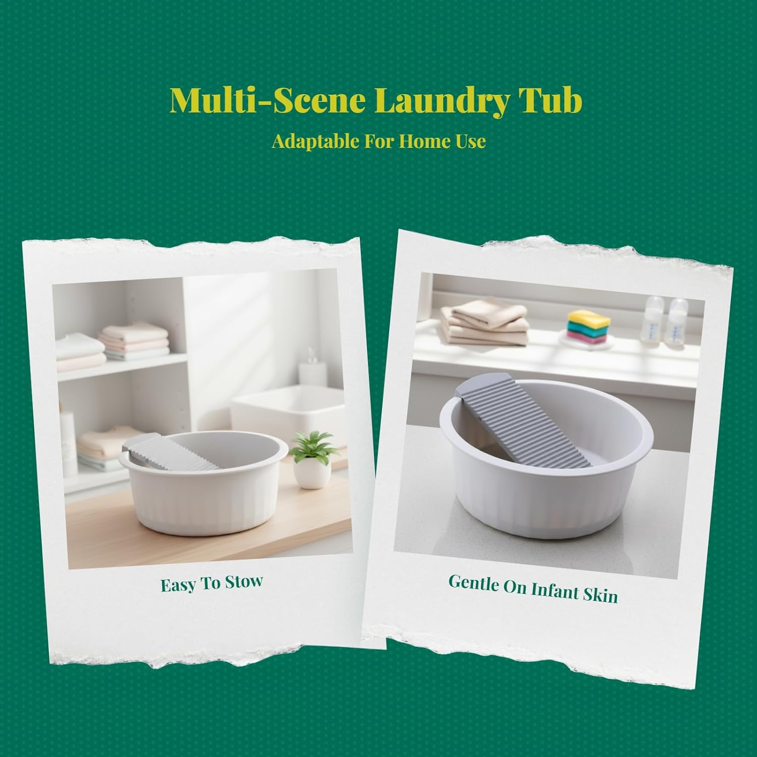 Laundry Board, Washtub Washing Supplies Compact Non Slip Lightweight Washboard Basin Laundry(Gray)