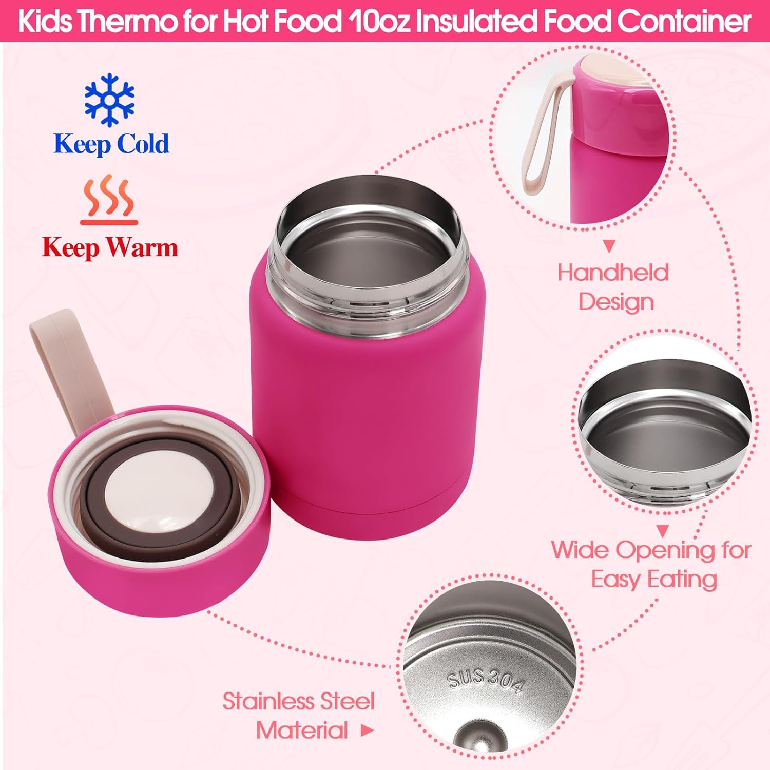 Bento Lunch Box Set for Kids with 10oz Thermo Food Jar, Leak-Proof Lunch Containers with 6 Compartment, Nylon Preppy Lunch Bag with Adjustable Strap for Girls School Travel Picnic