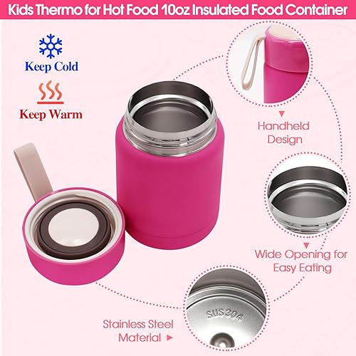 Miniatura 6 de Lonchera Bento para niños con tarro térmico de 10 onzas, recipientes de almuerzo a prueba de fugas con 6 compartimentos, bolsa de almuerzo de nailon