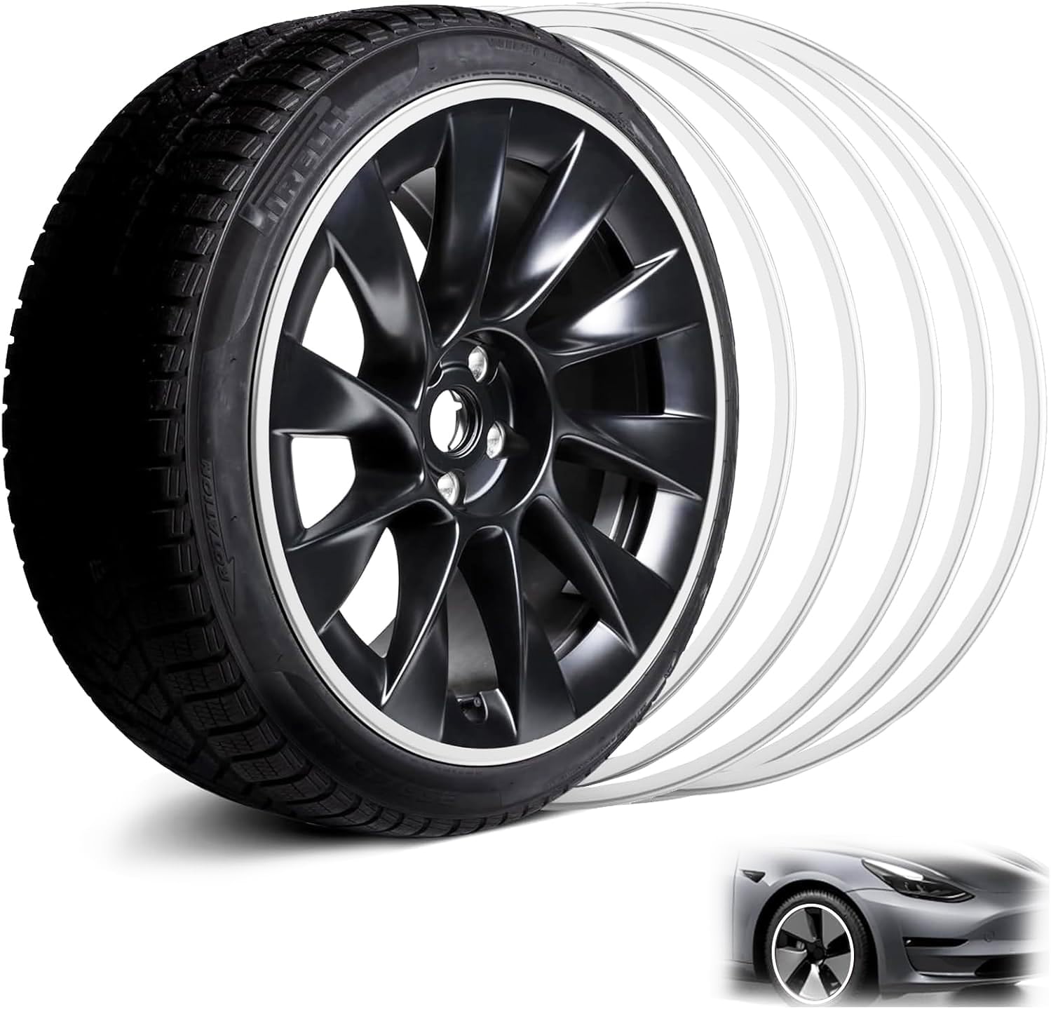 Automotive Alloy Wheel Rim Protector, 18" Wheel Anti-Scratch Protector, Wraping The Rim of The Wheel Hub, Rim Edge Protector, Set of 4 Wheel Accessories Suitable for All Kinds of Vehicles WHITE 18 in