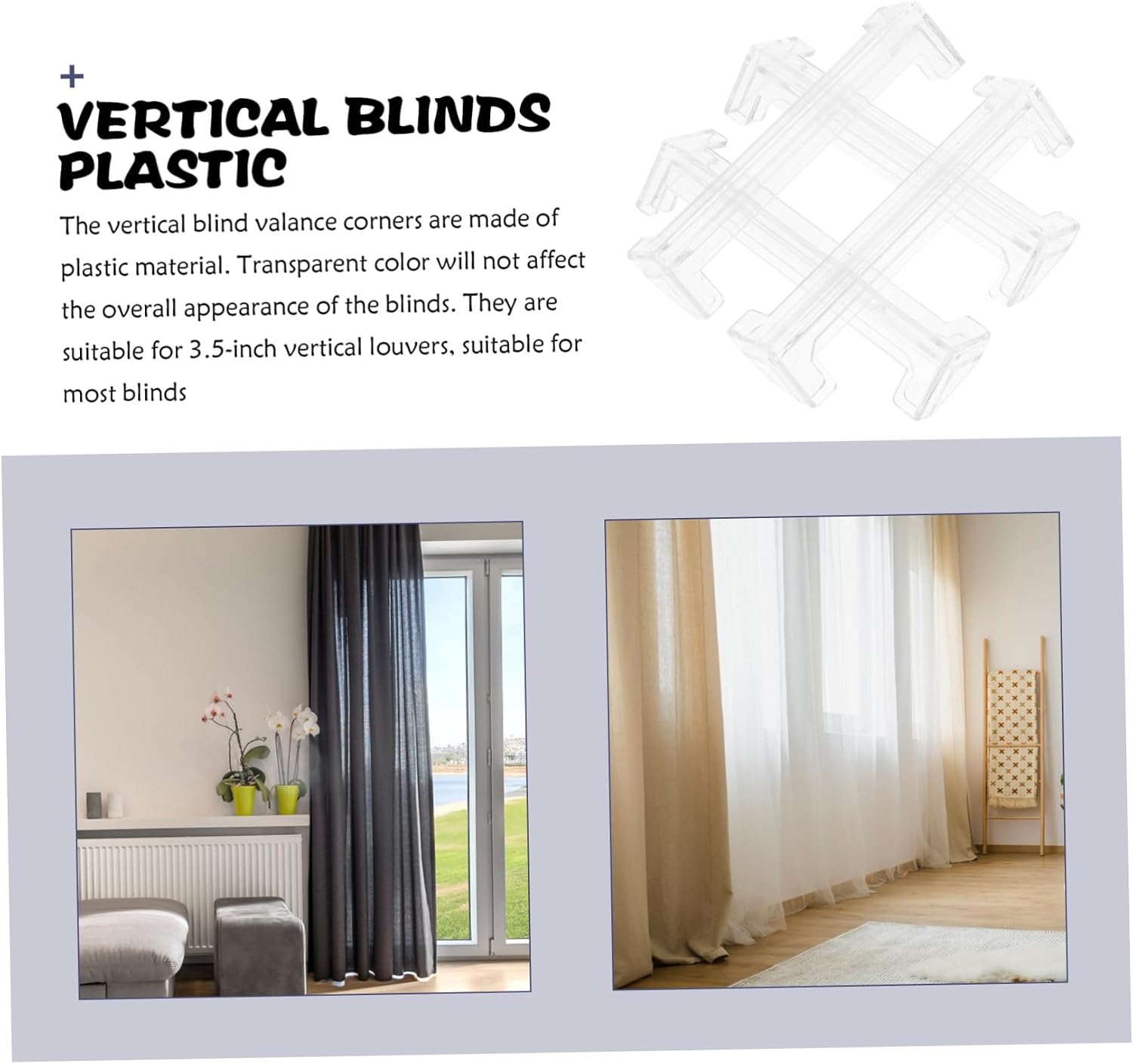 VALICLUD 4pcs Vertical Blind Valance Corner Adapters for Louvers Plastic Blinds Accessories Hidden Return Frame Connectors