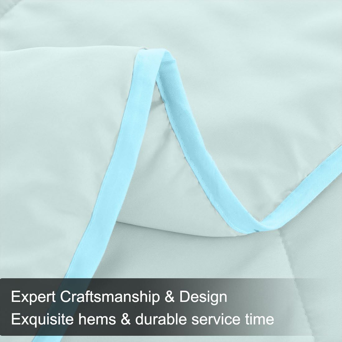 Twin Light Blue Down Alternative Quilted Comforter - All-season Duvet Insert or Stand-Alone Comforter - Reversible Design - Washable - 88 by 68 inches (id: d10 cbe 8cf 89a 8f0