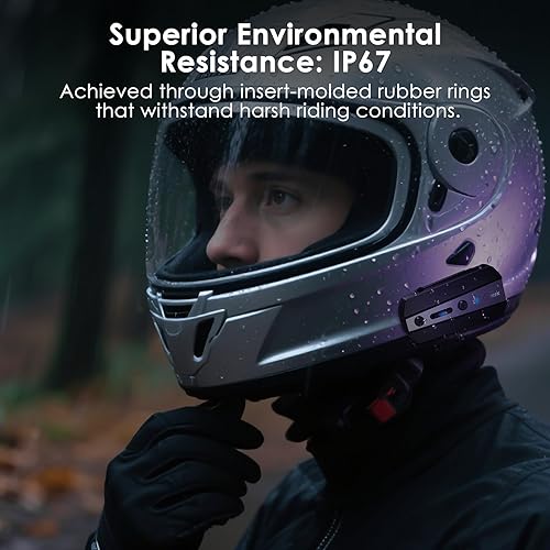 Miniatura 7 de JX01 Auriculares de Motocicleta Bluetooth con V5.4, Casco de Motocicleta Bluetooth de 8 Vías con Audio aptX HD, Control de Aplicación y