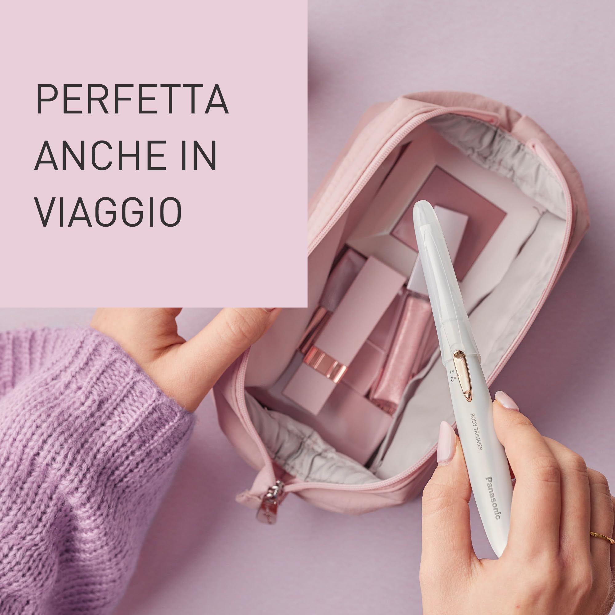 Panasonic ES-WR51 Epilatore Compatto per il Corpo, Rasoio da Donna, a Secco, Alimentato a Batteria (Necessaria 1 AAA), Cappuccio di Protezione, Spazzola di Pulizia, Bianco