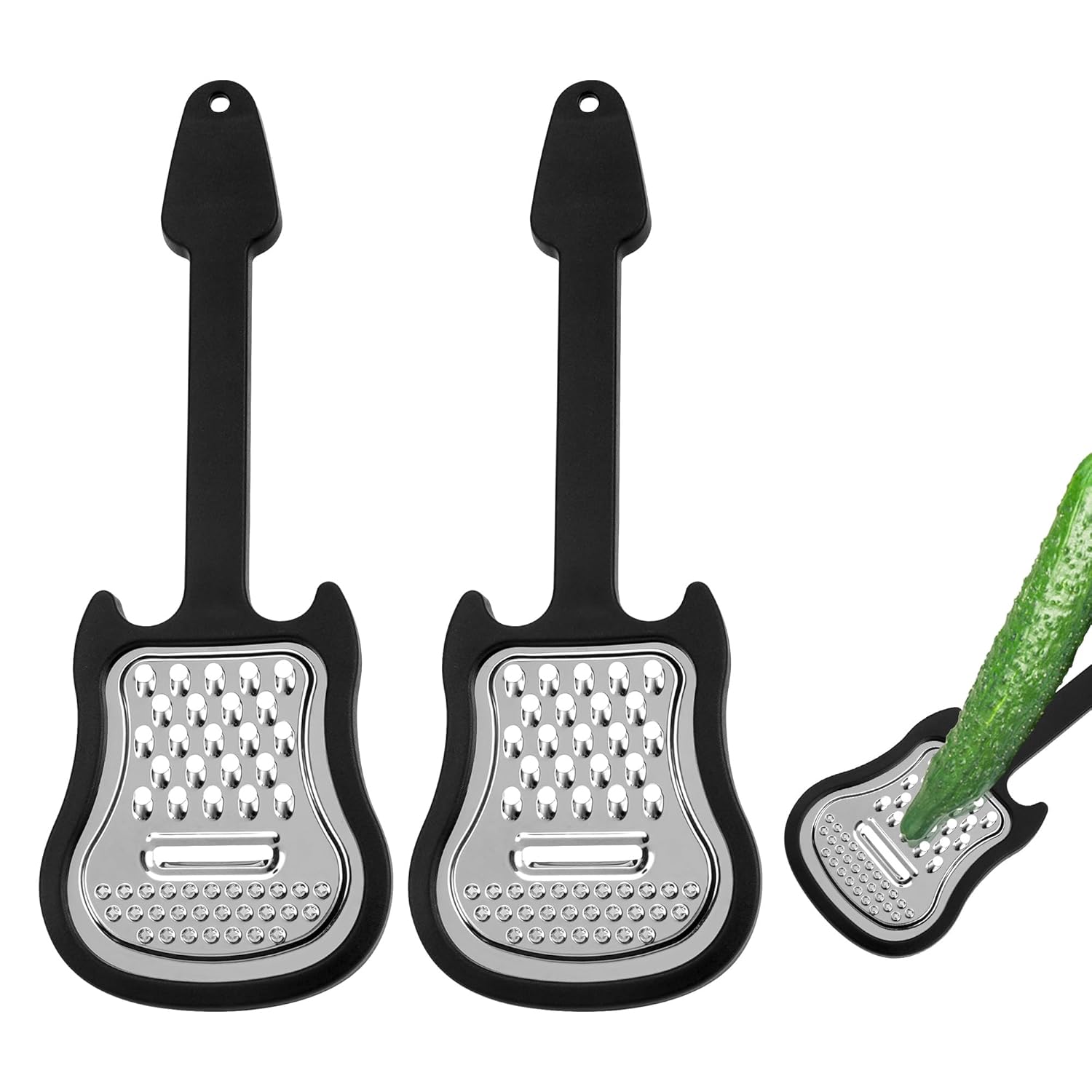 2 Pcs Guitar Style Cheese Grater Creative Household Paring Scraper Professional Vegetable Grater for Kitchen Black