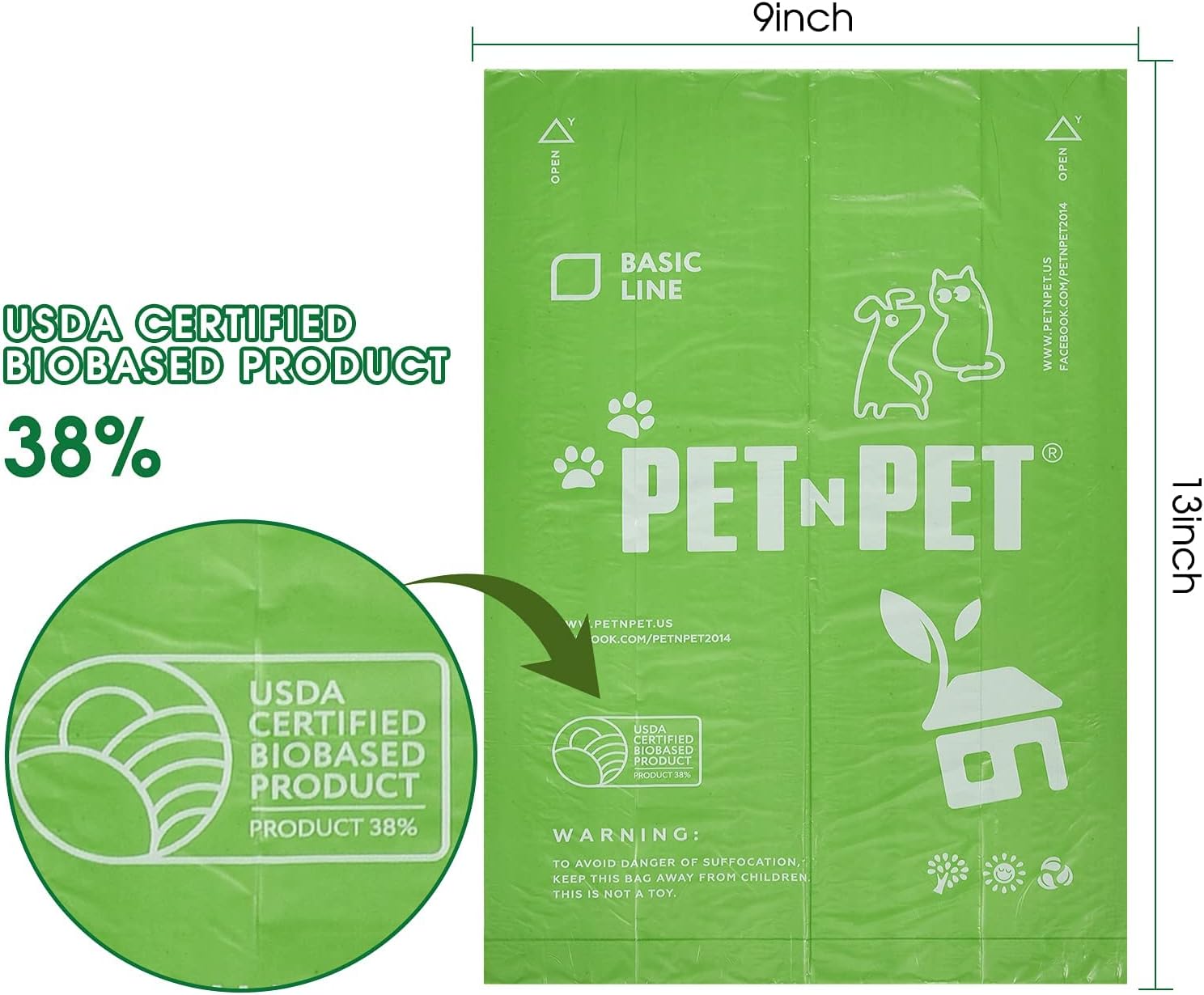 PET N PET Dog Poo Bags, USDA Certified 41% Plant Based, Thick and Leak Proof Dog Waste Bags Rolls, Unscented, 540 Count - Image 4