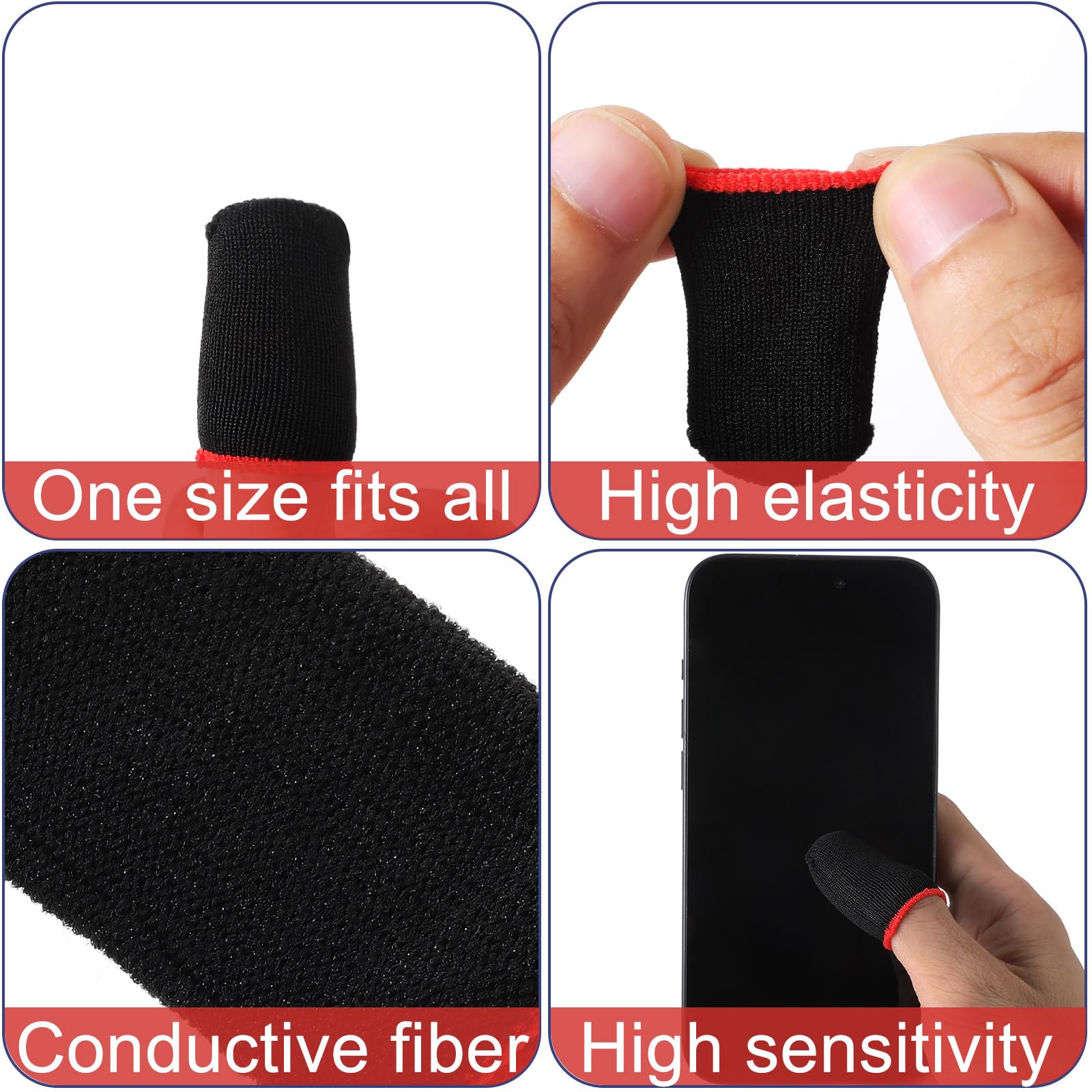 YUXIANLB 10 Stück Mobile Gaming Finger Sleeves Anti-Schweiß Game Controller Finger Daumen Sleeve Supraleitende Nanofasern Sleeves Atmungsaktive Fingerabdeckungen Touchscreen Gaming Handschuhe