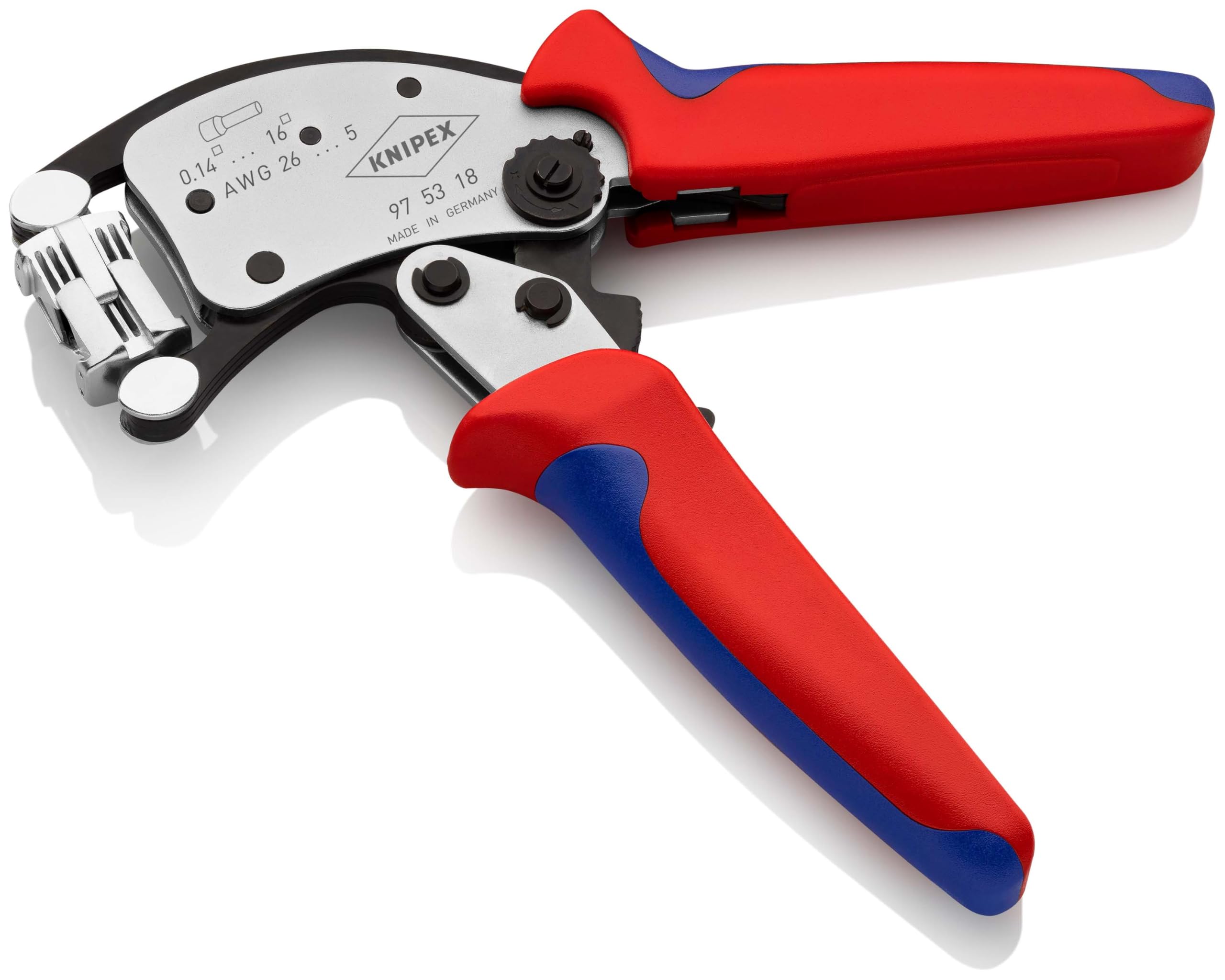 KNIPEX Twistor16 Crimpatrice per terminali a bussola, con regolazione automatica con testa di crimpaggio girevole cromata con impugnature, 97 53 18