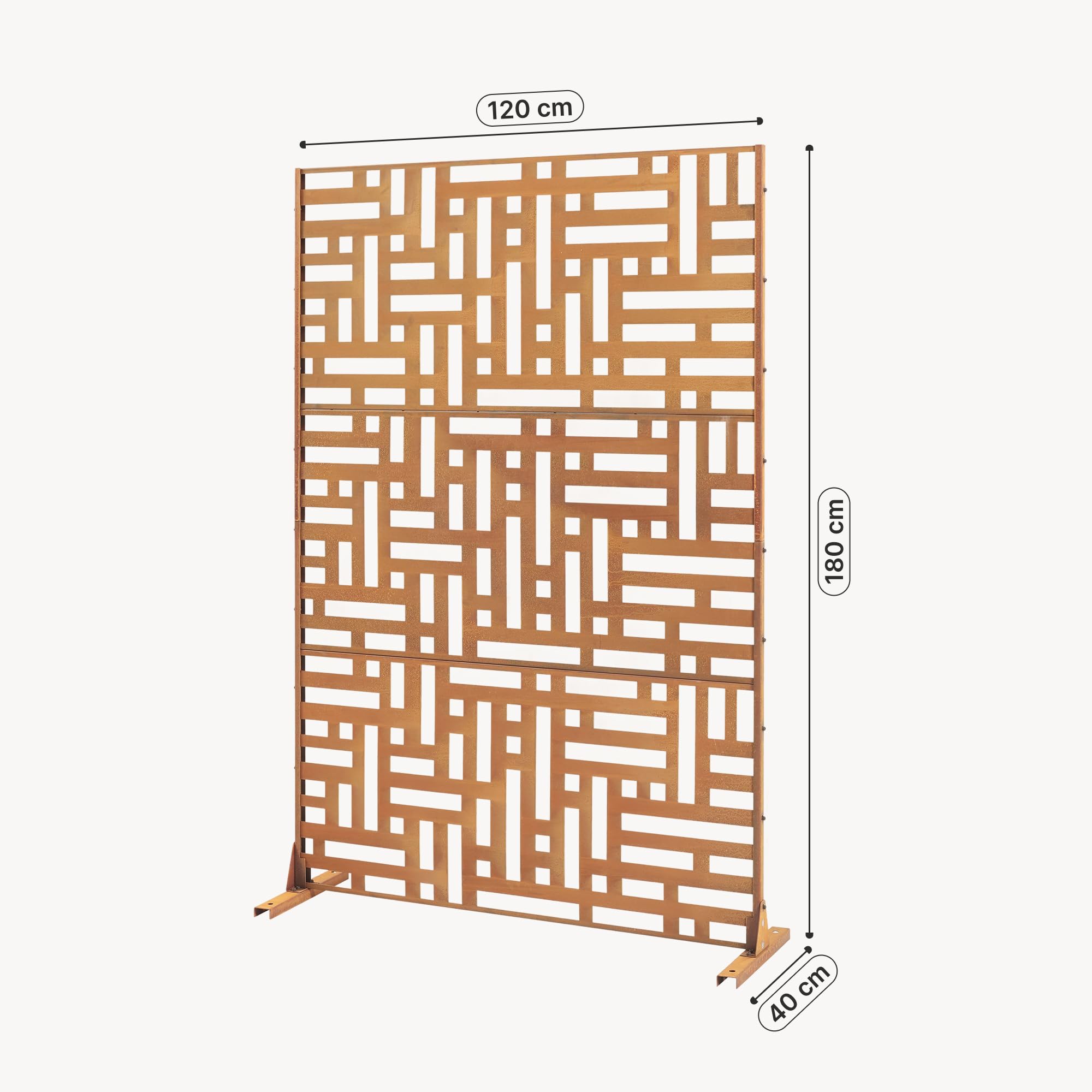 casa.pro Pannello Divisorio per Spazi Esterni Interni Schermatura Decorativa con Struttura Traforata Schermo Divisore in Acciaio Corten 180 x 120 cm Marrone Ossidato