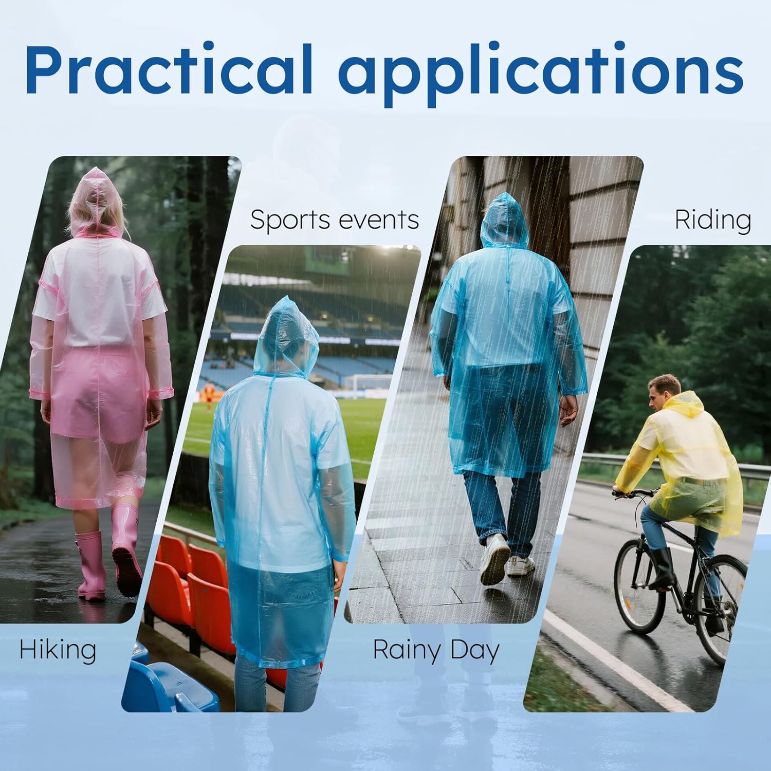 twoworld 120 Pcs Disposable Rain Ponchos for Women Bulk,Emergency Ponchos Rain Adult for Men Women Kids Travelling Camping Hiking