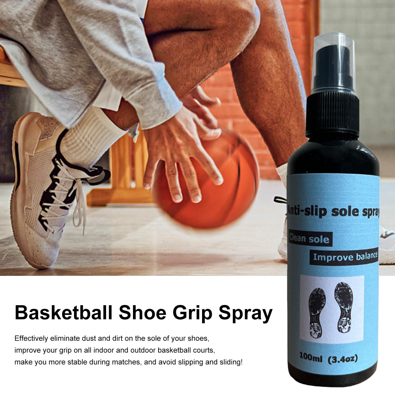 Generisch Antypoślizgowy spray do butów, 100 ml, spray ochronny do butów, ochrona podeszwy, poprawa przyczepności, antypoślizgowy spray do butów do koszykówki