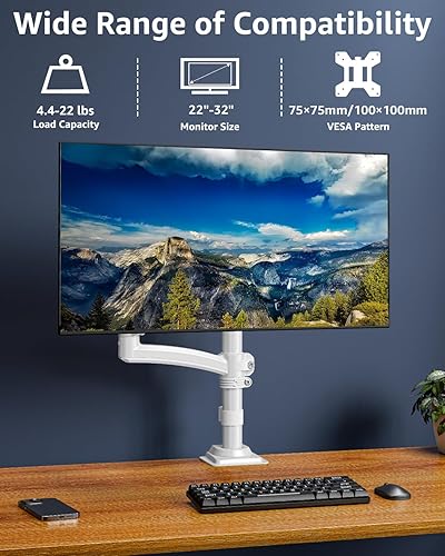 Miniatura 3 de Brazo para monitor individual con capacidad máxima de 22 libras, soporte de monitor para escritorio, soporte de monitores de altura ajustable para