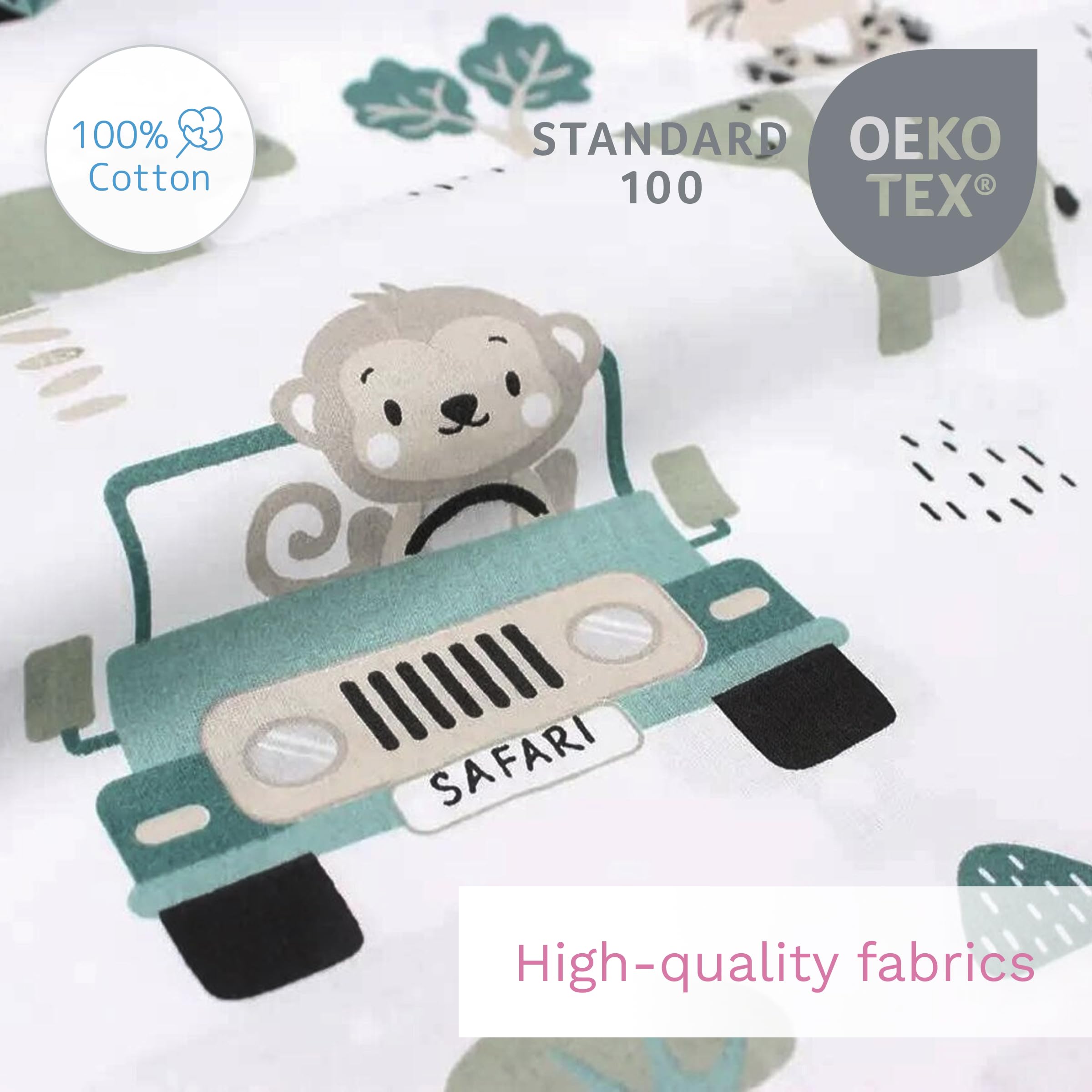 Baby Comfort Nursery 100% Cotton Fitted Sheet fits 140x70 cm Cot Bed Mattress (Safari Cars) — view 8