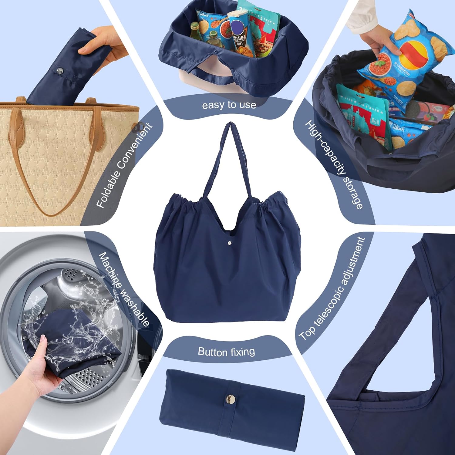 Reusable Grocery Bags,Reusable Shopping Bags,Folding Bags Totes,Stretchable and shrinkable shopping bag for Groceries image 5