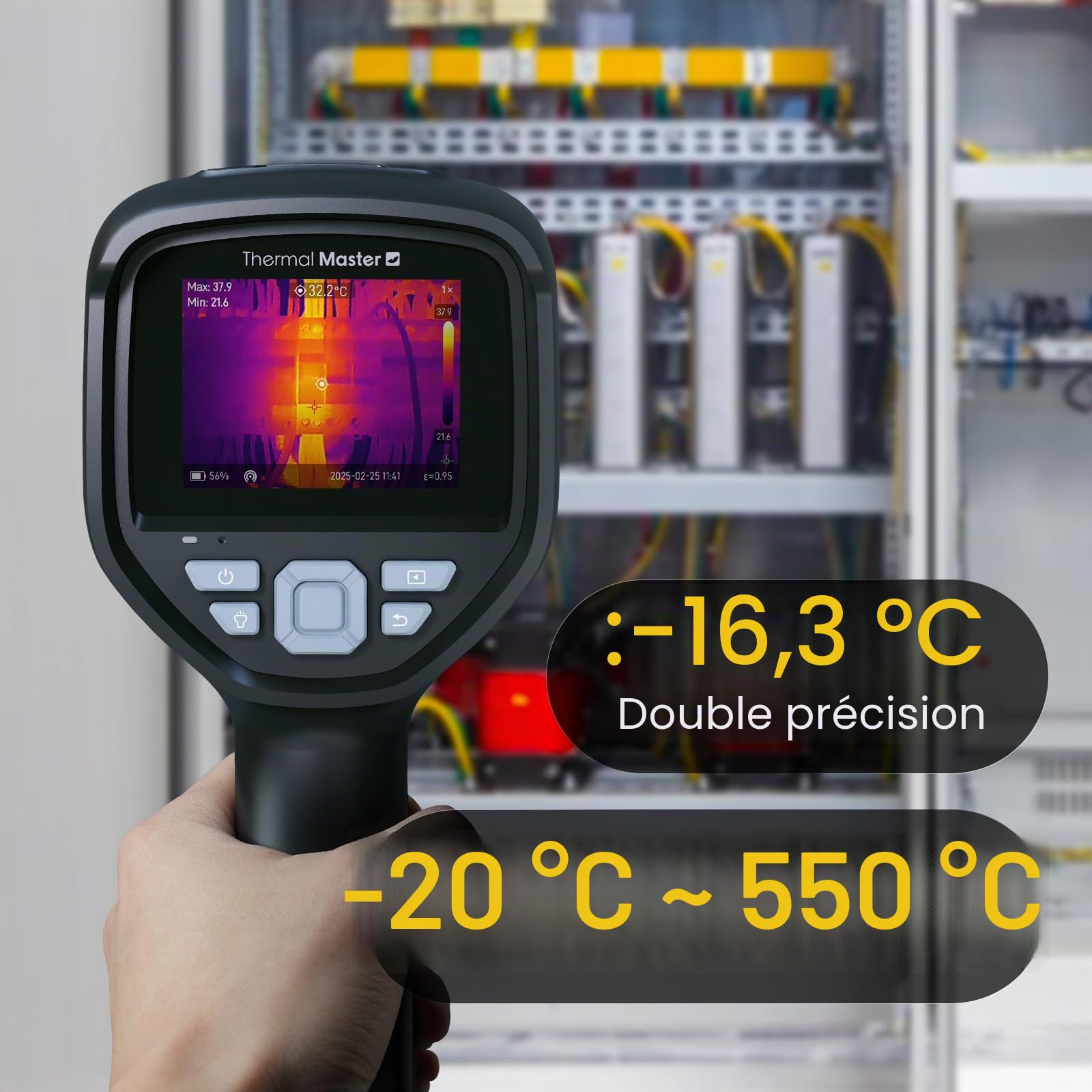 Thermal Master Thor001 Caméra thermique avec macrolens Super résolution 512 x 384 Caméra infrarouge portative ± 1,5 °C Précision 2M Pixel Caméra visuelle PC/Wifi APP Analyse d'image (Thor 001 Noir)