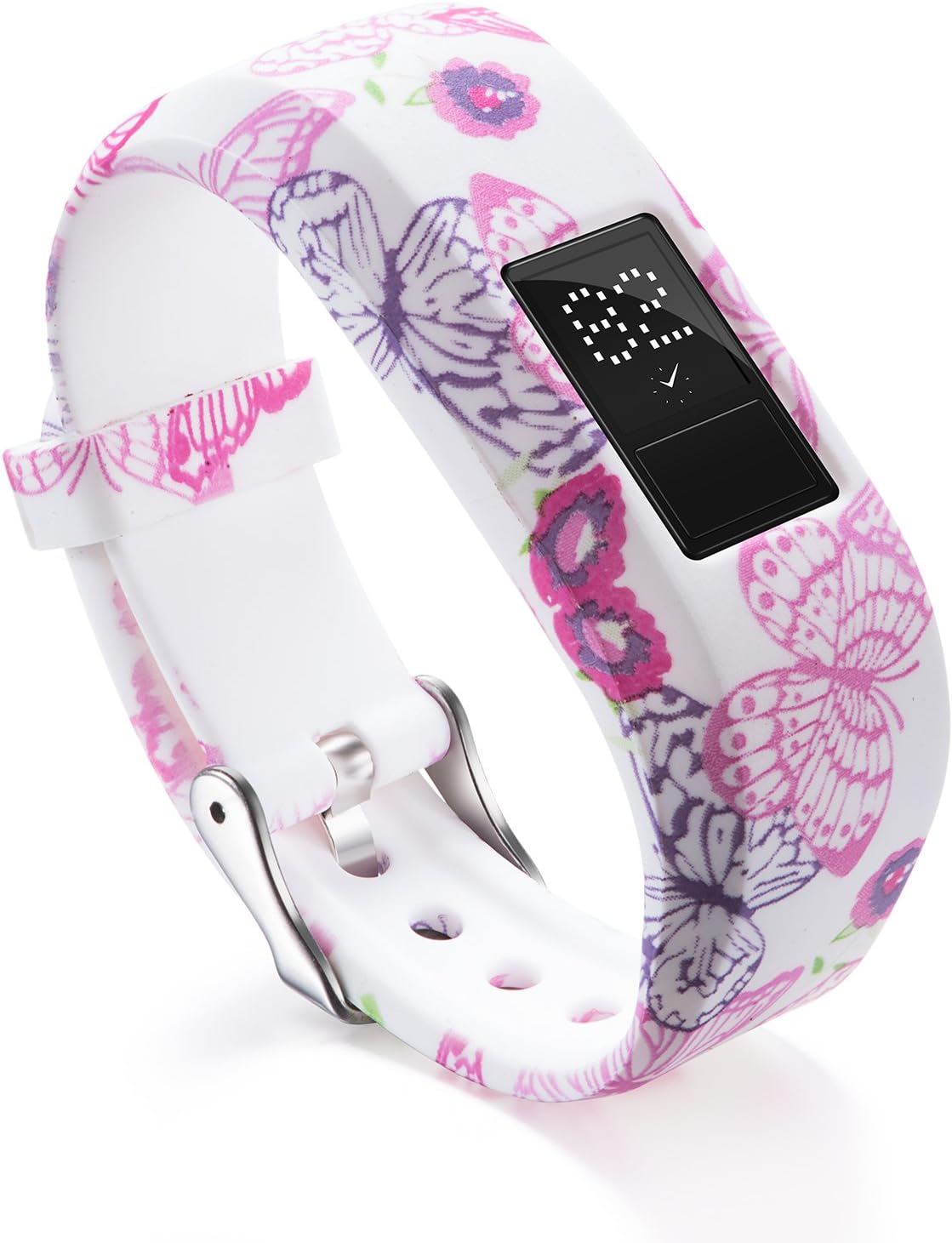 Compatible with Garmin Vivofit JR Bands for Kids, Colorful Adjustable Silicone Replacement Bands Wristband Straps Bracelet for Vivofit JR / Vivofit jr2 / Vivofit3 (Pink Stripe White) : Electronics