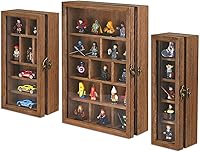 Vista 15 de Ikee Design Caja de madera con forma de casa para cubículos de sombra de exhibición, organizador de almacenamiento para mini figuras, juego de 3