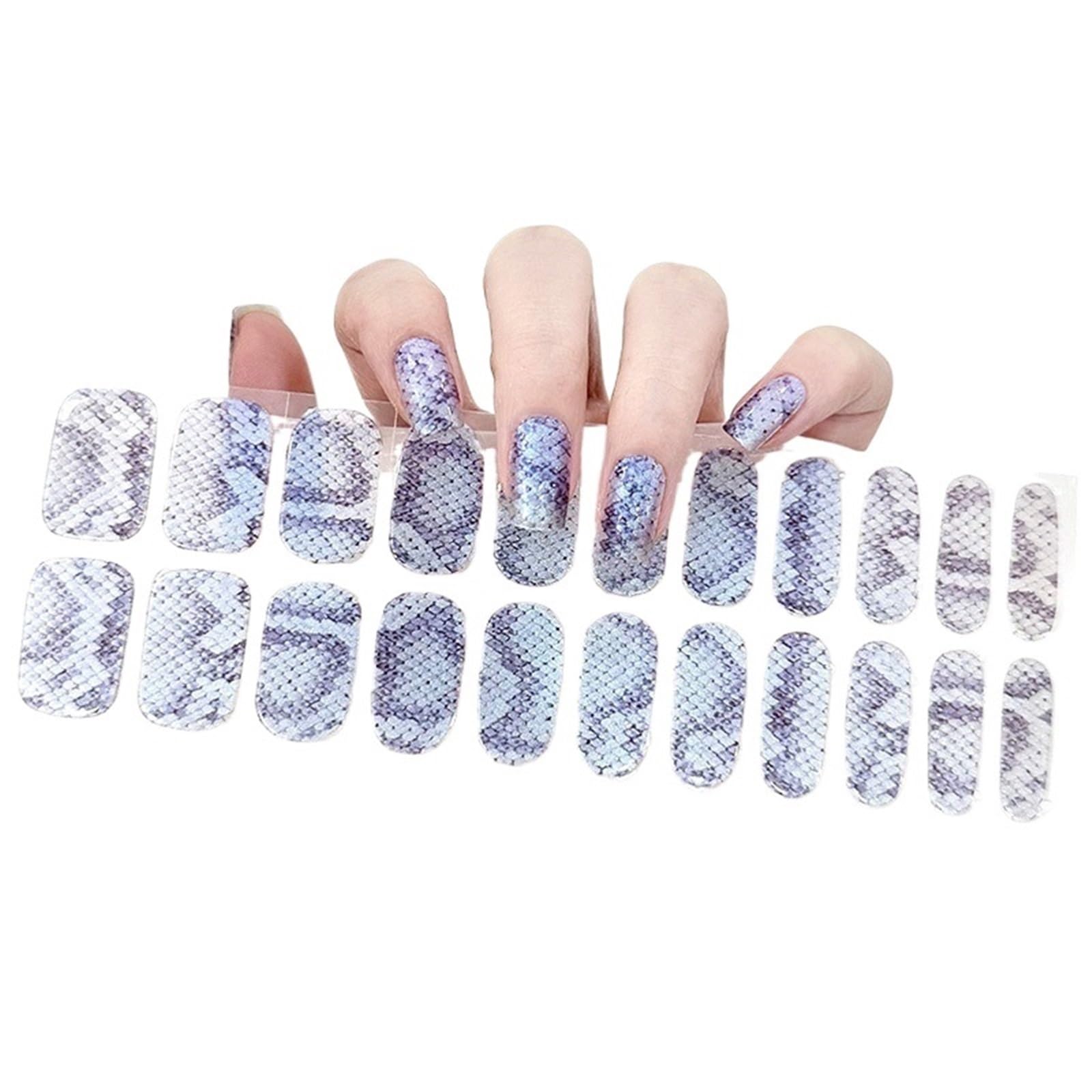 20 Tips Gradient Semi-Cured Gel Nail Stickers - Full Cover Nail Gel Polish Wraps - Press On Nails Decal(4)