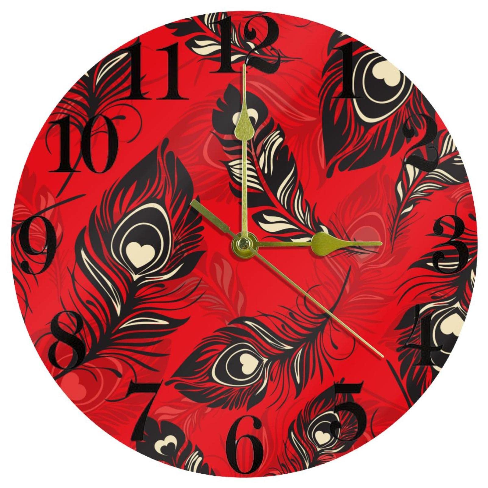 Horloge murale silencieuse à piles 25 cm, cadran rond sans tic-tac pour un sommeil paisible