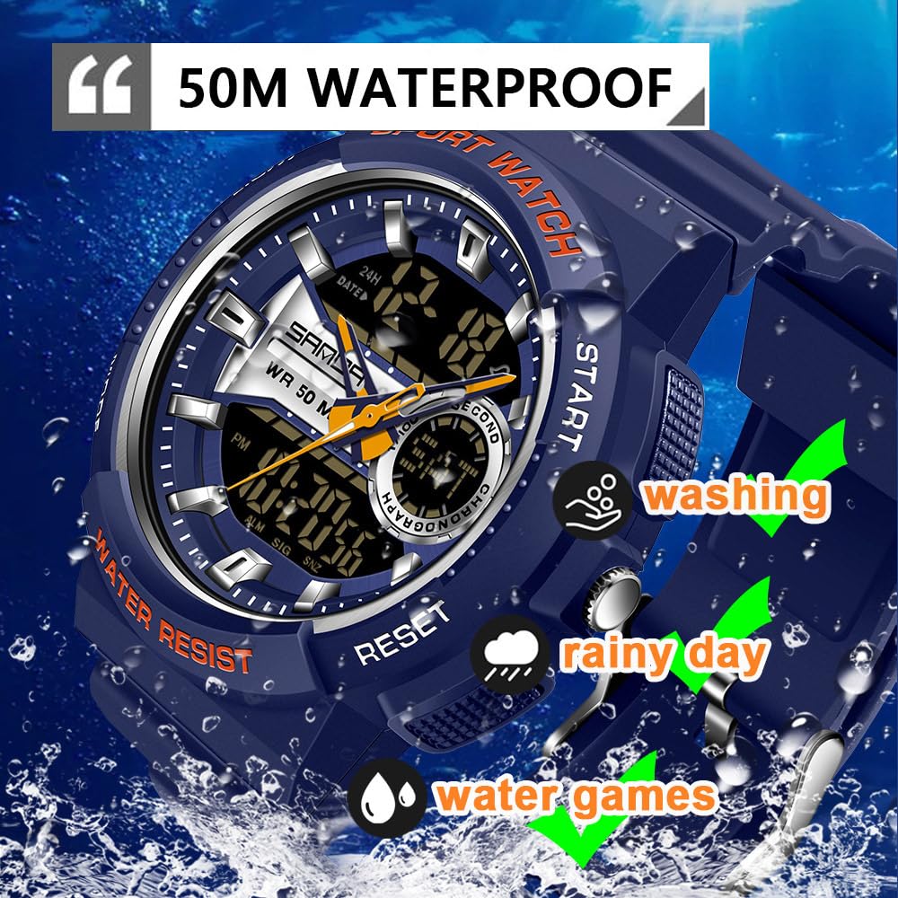 findtime Reloj deportivo unisex, relojes militares para hombres y mujeres, reloj digital resistente al agua para hombres y mujeres, reloj resistente con retroiluminación LED, alarma, cronómetro