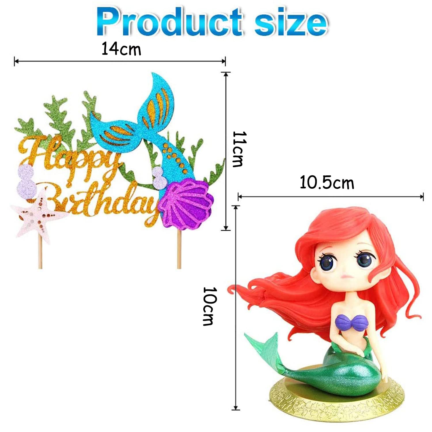 Buy Mermaid Party Cupcake Toppers, 32 Pieces Mermaid Cake Topper