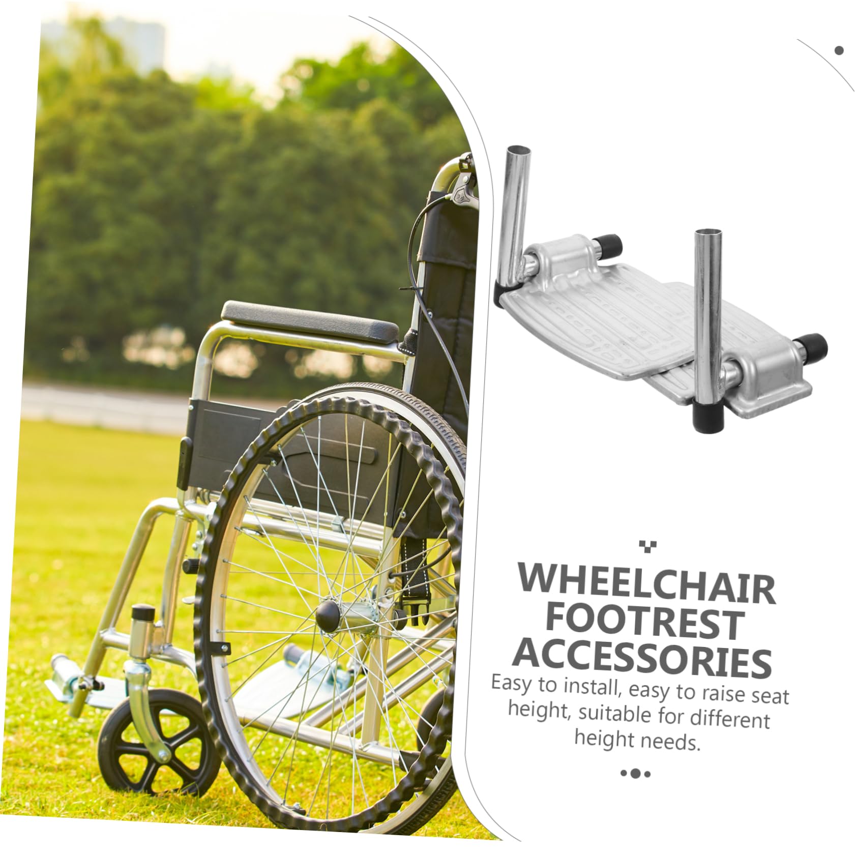 Reposapiés de Silla de Ruedas 1 Par Hierro Plata Ergonómico | Accesorio para Silla de Ruedas, Antideslizante y Resistente, Uso en Oficina y Hogar
